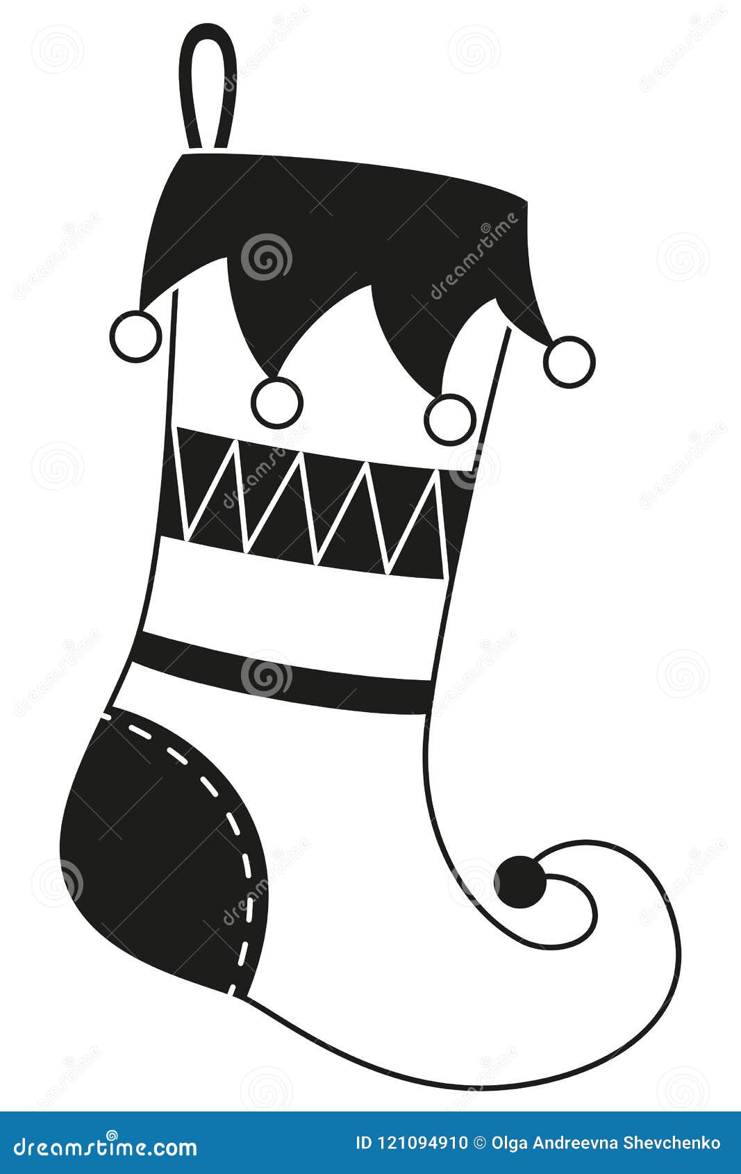 Black And White Cute Christmas Stocking Silhouette Stock