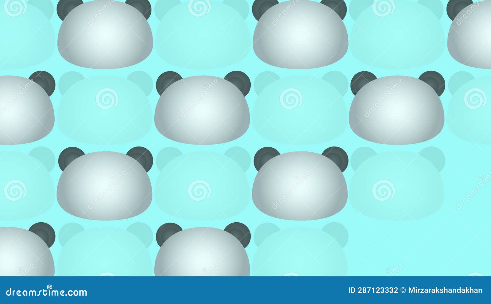 Black and White Cute Panda Abstract Illustration. Black and White Cute