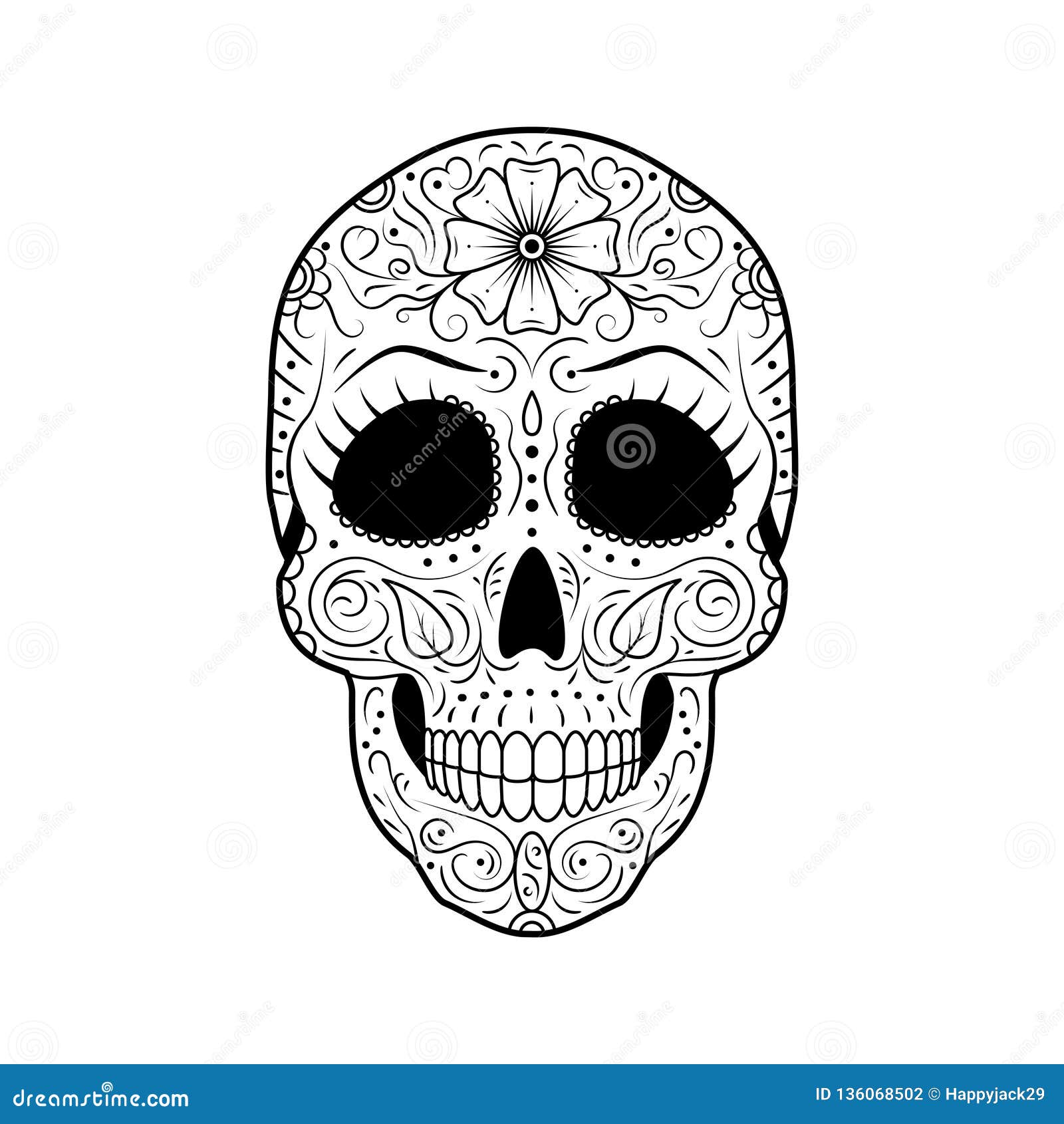 Premium Vector  Female skull tattoo ideas hand drawn vector black and white  clip art