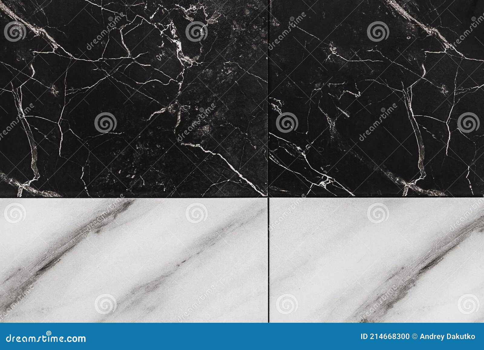 Black and White Decorative Ceramic Tiles with Abstract Cracked Patterns