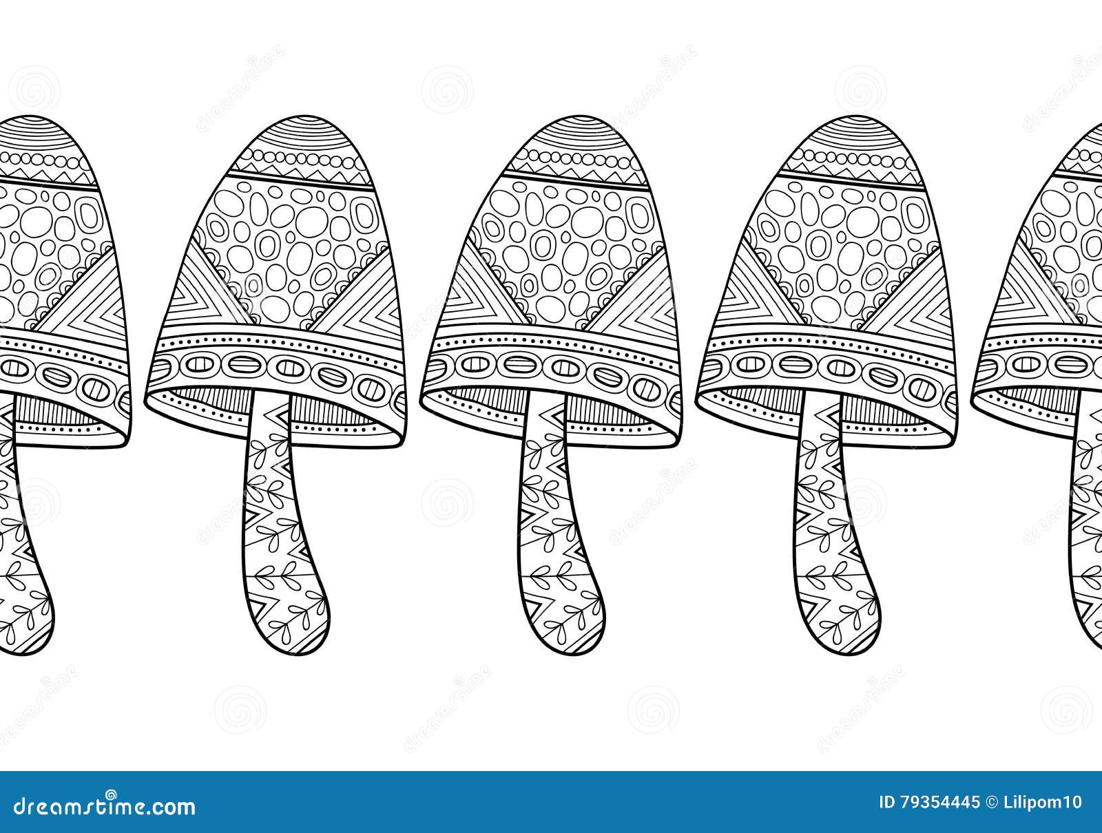 Download Black And White Decorative Mushrooms For Scrapbooking Greeting Cards Stock Vector Illustration