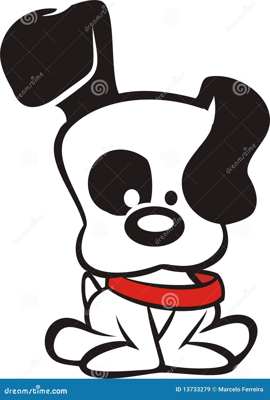 puppy cartoon black and white