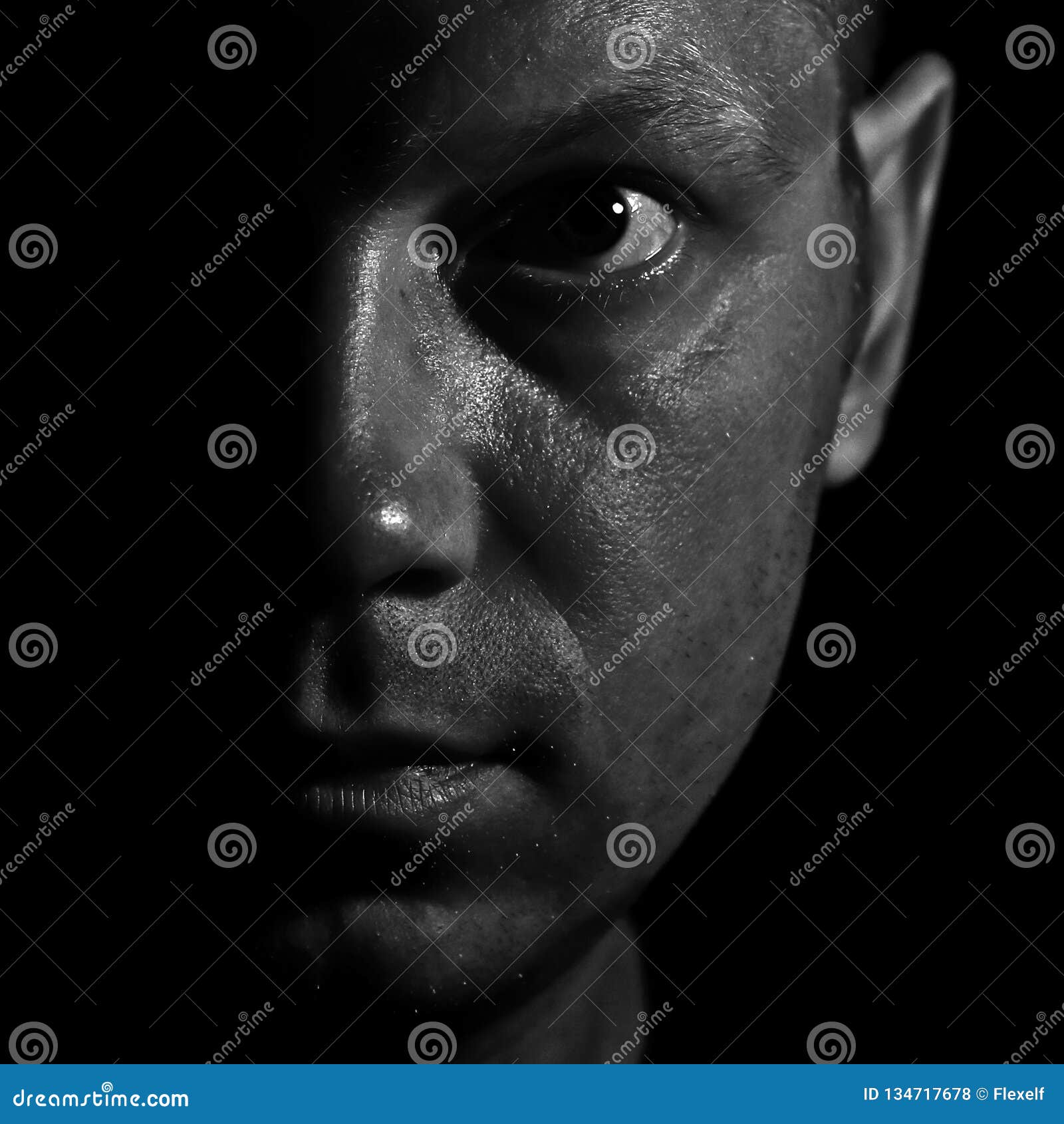 Portrait of a Man in a Low Key Style. Stock Photo - Image of side ...