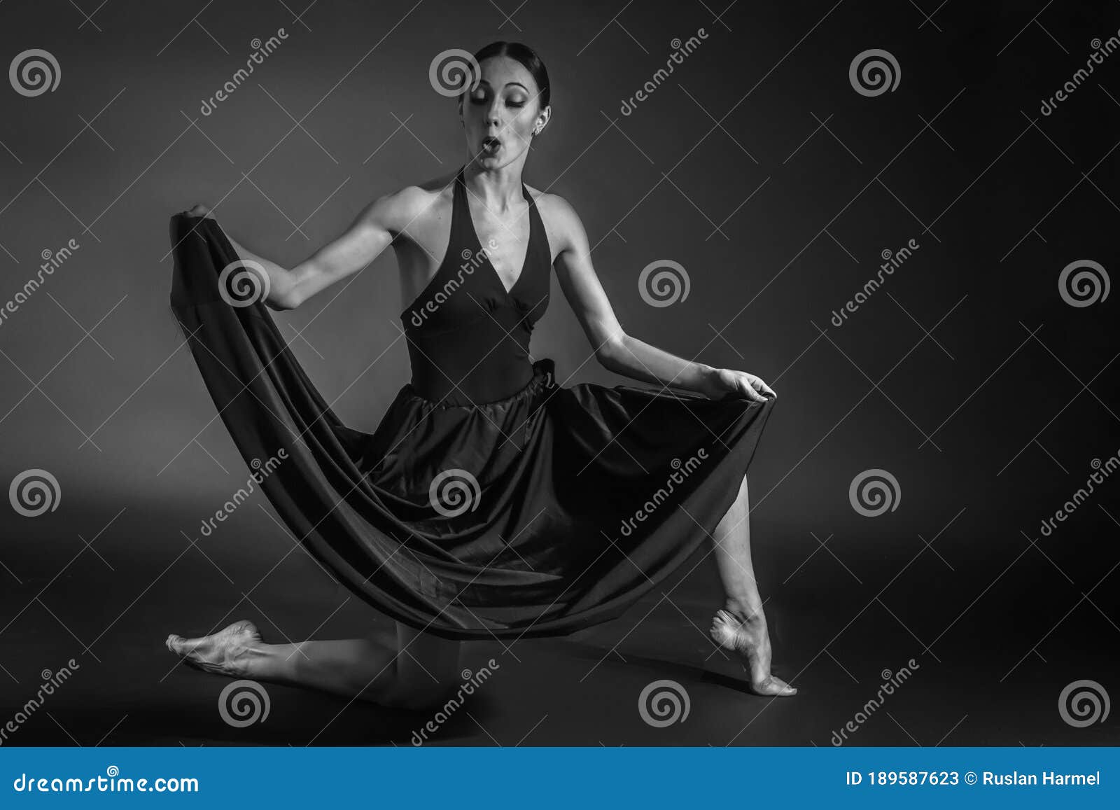 Black And White Vintage Dramatic Portrait Of A Dancing Girl-ballerina ...