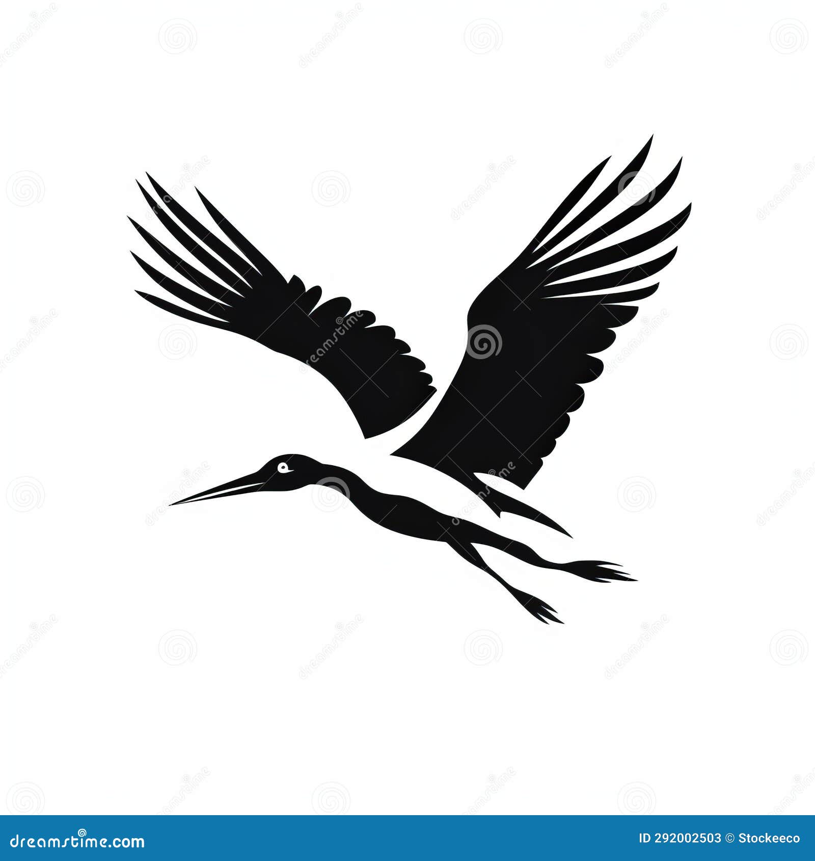 minimalist black and white stork flying  art logo