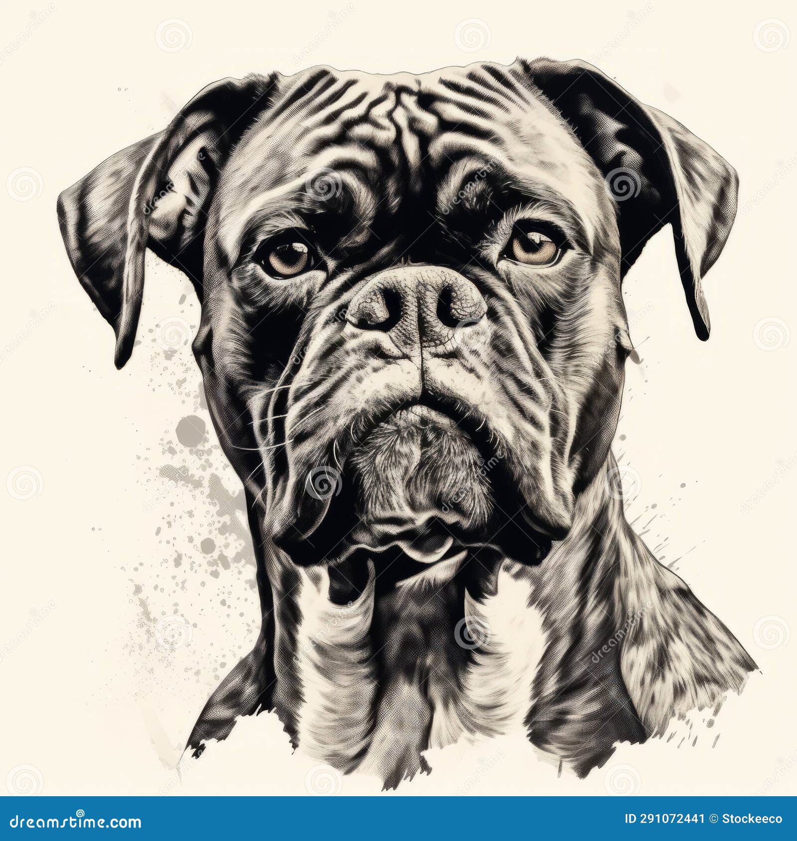 Boxer Dog Stencil Art Alert And Gentle Nature In Black And White Stock boxer-dog-stencil-art-alert-and-gentle-nature-in-black-and-white-stock