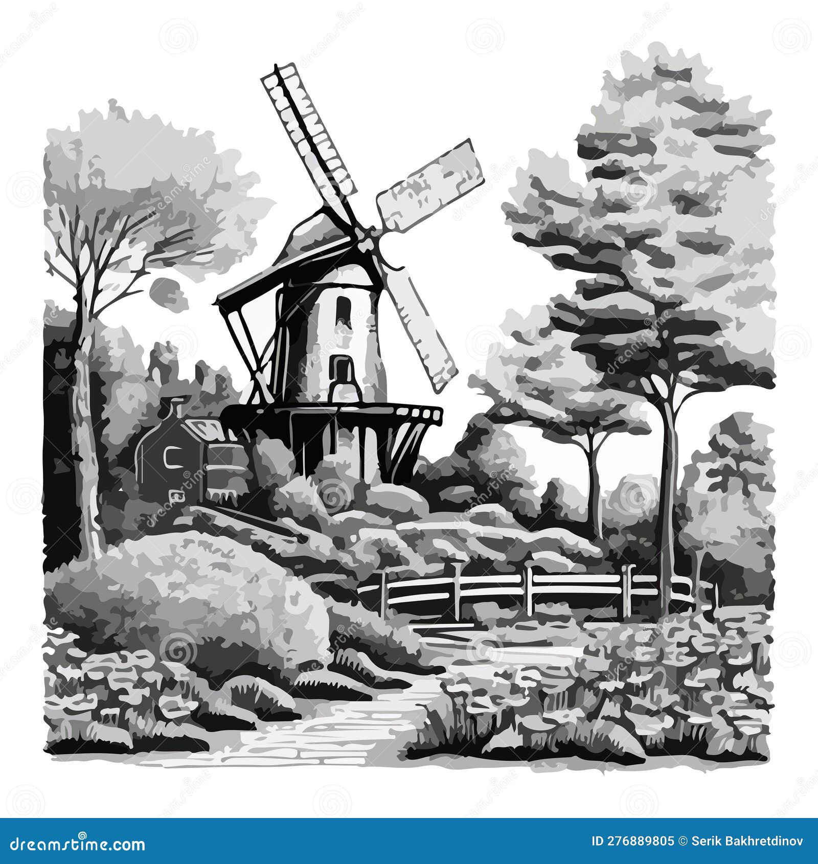 Drawing Holland Windmill Stock Illustrations  808 Drawing Holland Windmill  Stock Illustrations Vectors  Clipart  Dreamstime
