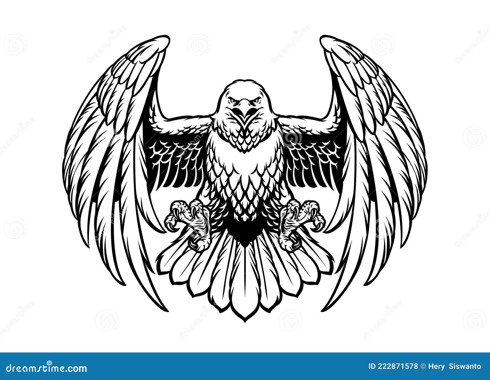 Black and White Eagle Vector in High Retailed Style Stock Vector