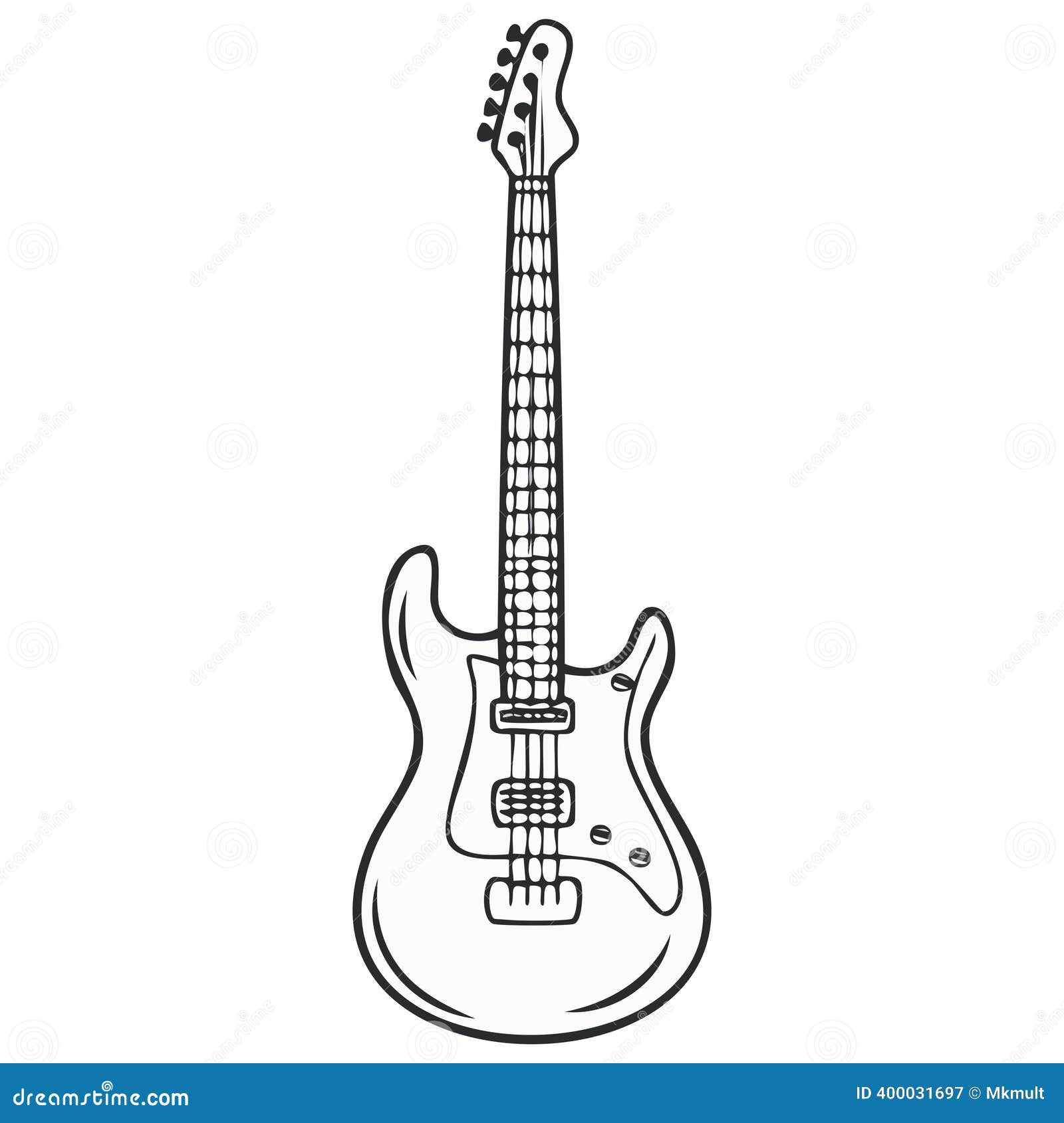 Black and White Electric Guitar Illustration Stock Vector - Illustration of  musical, icon: 400031697, image size:1600x1690