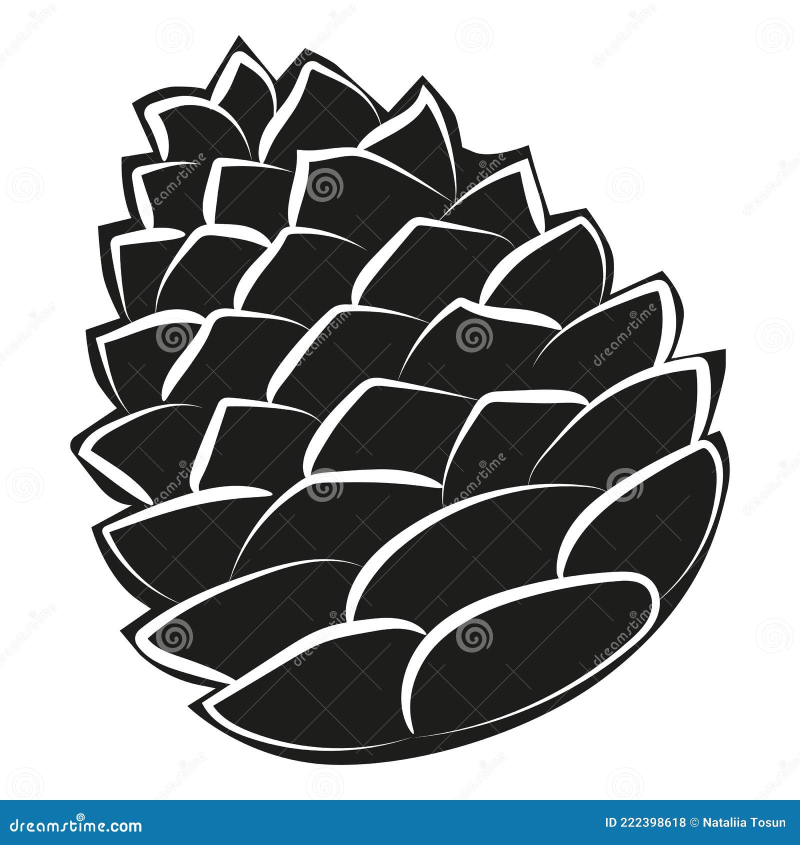 Elegant Outline Drawing of Pine Cone. Vector Illustration. Stock Vector