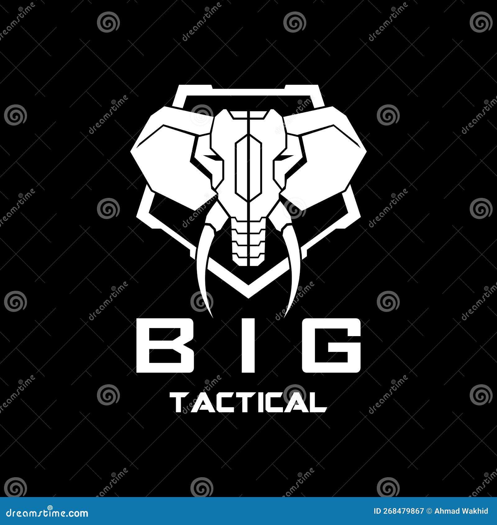 Black and White Elephant Tactical Logo in Shield Vector Template