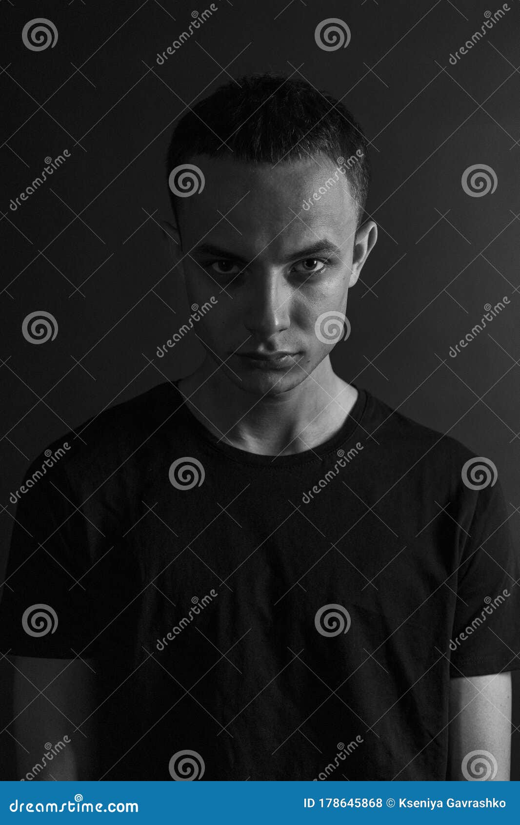 Black and White Emotional Portrait Young Man Stock Photo - Image of ...
