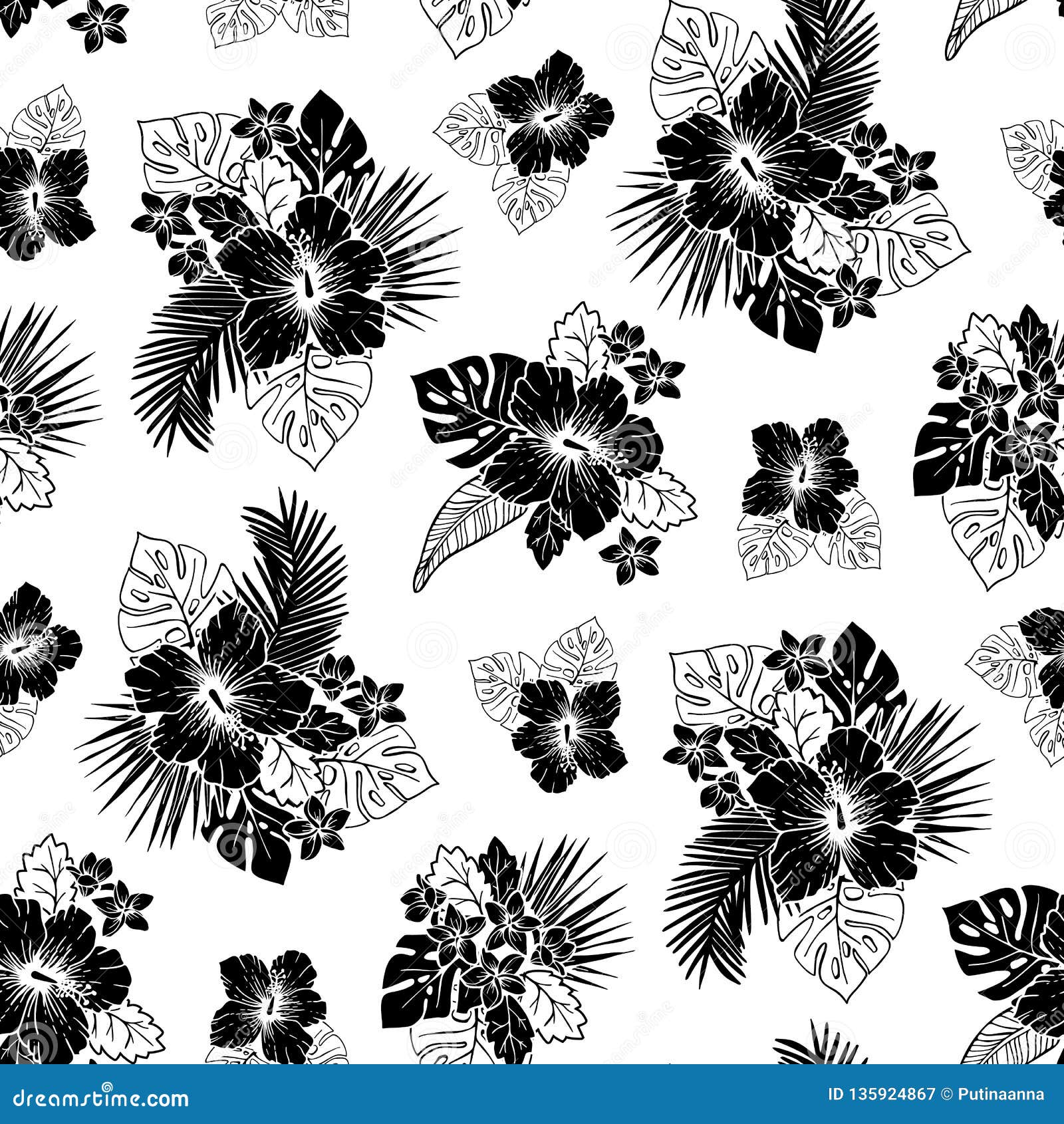 Pattern Floral Image of tropical leaves 2 plug outlet cover 3dRose Alexis Design lsp_324618_6 Black and white floral pattern or decor