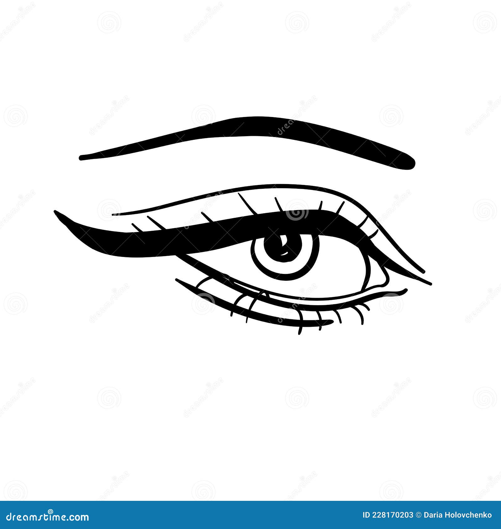 Black and White Eye on White Background Stock Illustration