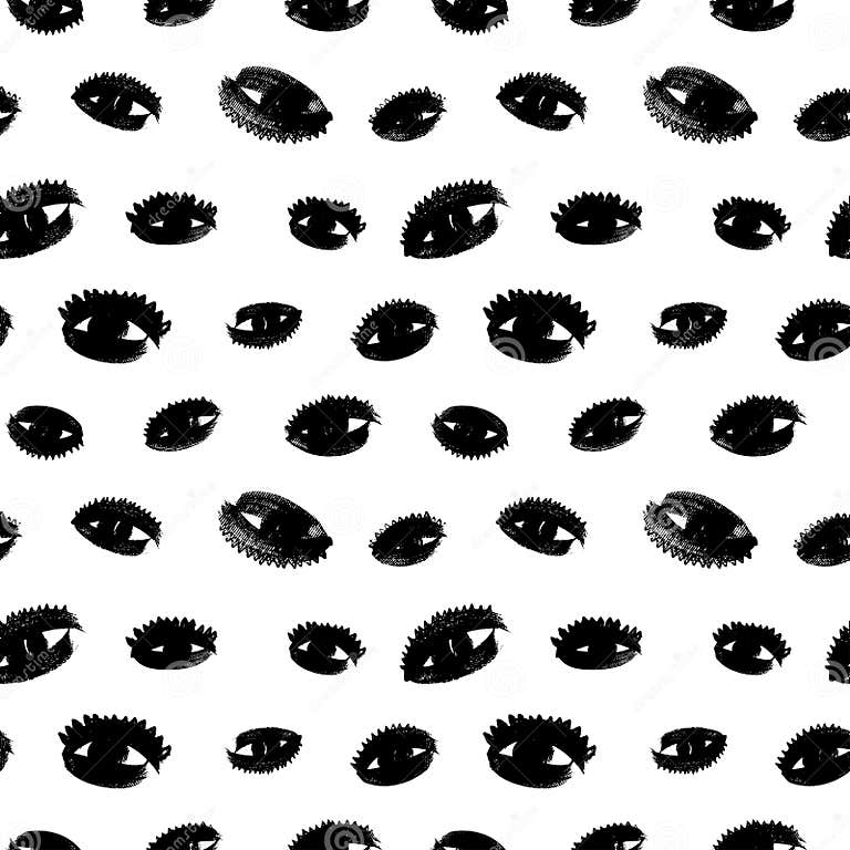 Black and White Eyes Vector Seamless Pattern Stock Vector