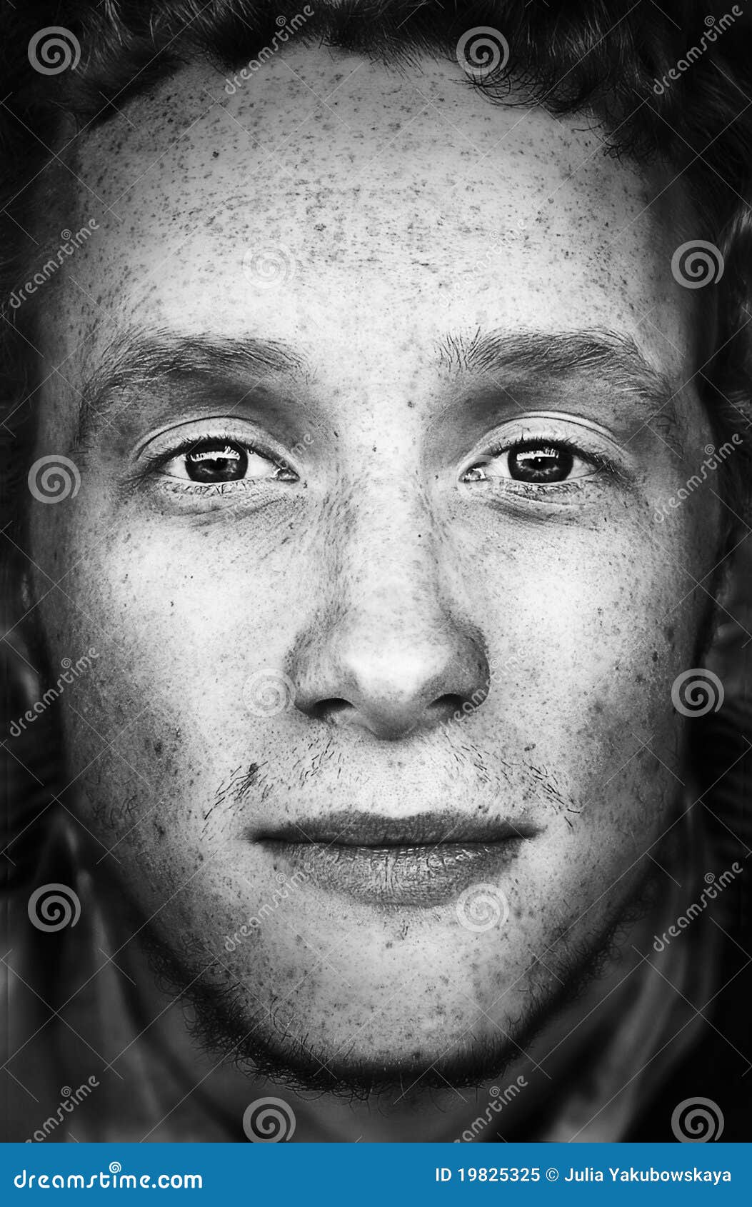 Blackandwhite face stock image. Image of freckles, black 19825325