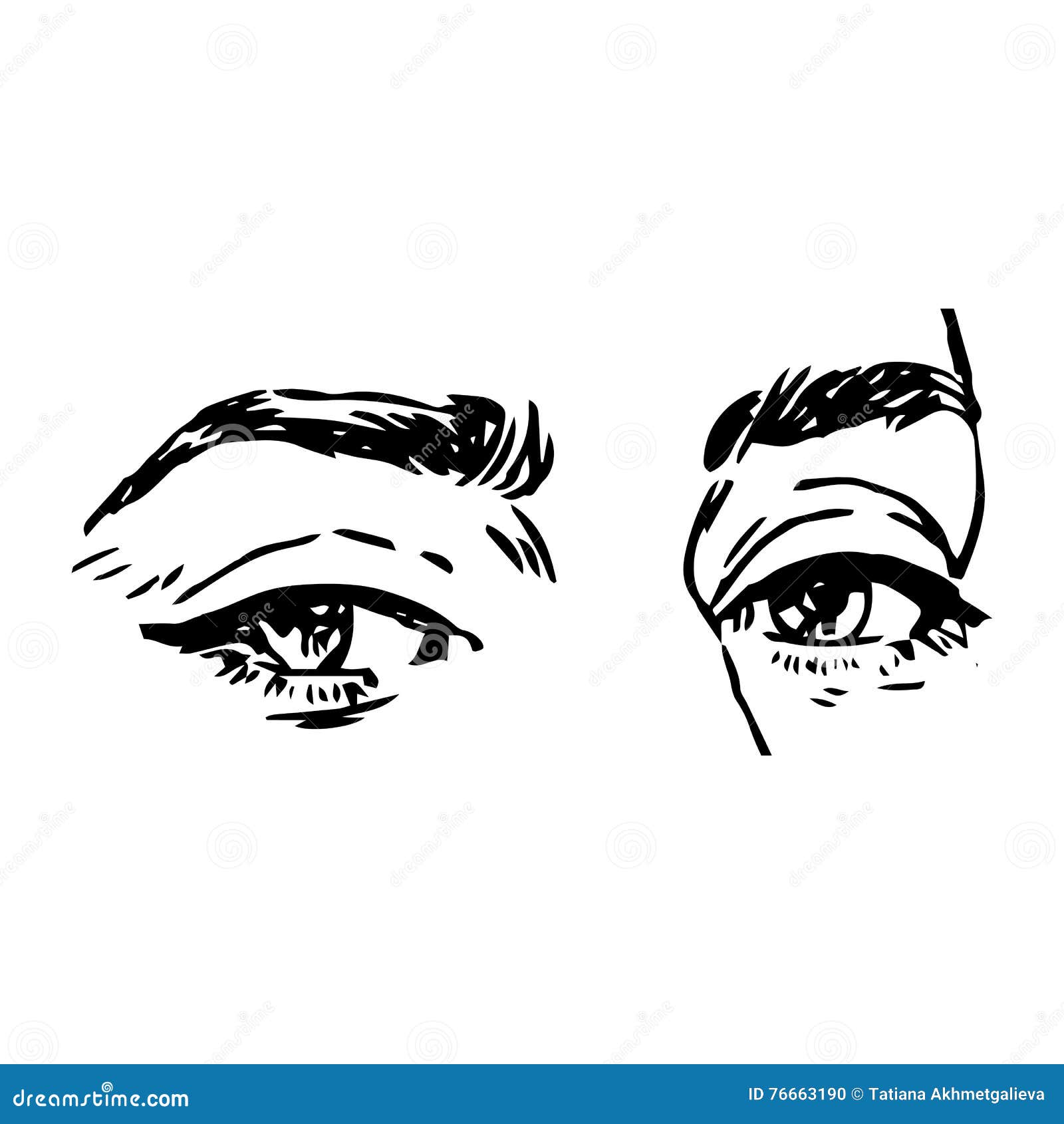 Black and White Fashion Illustration with Eye Stock Vector