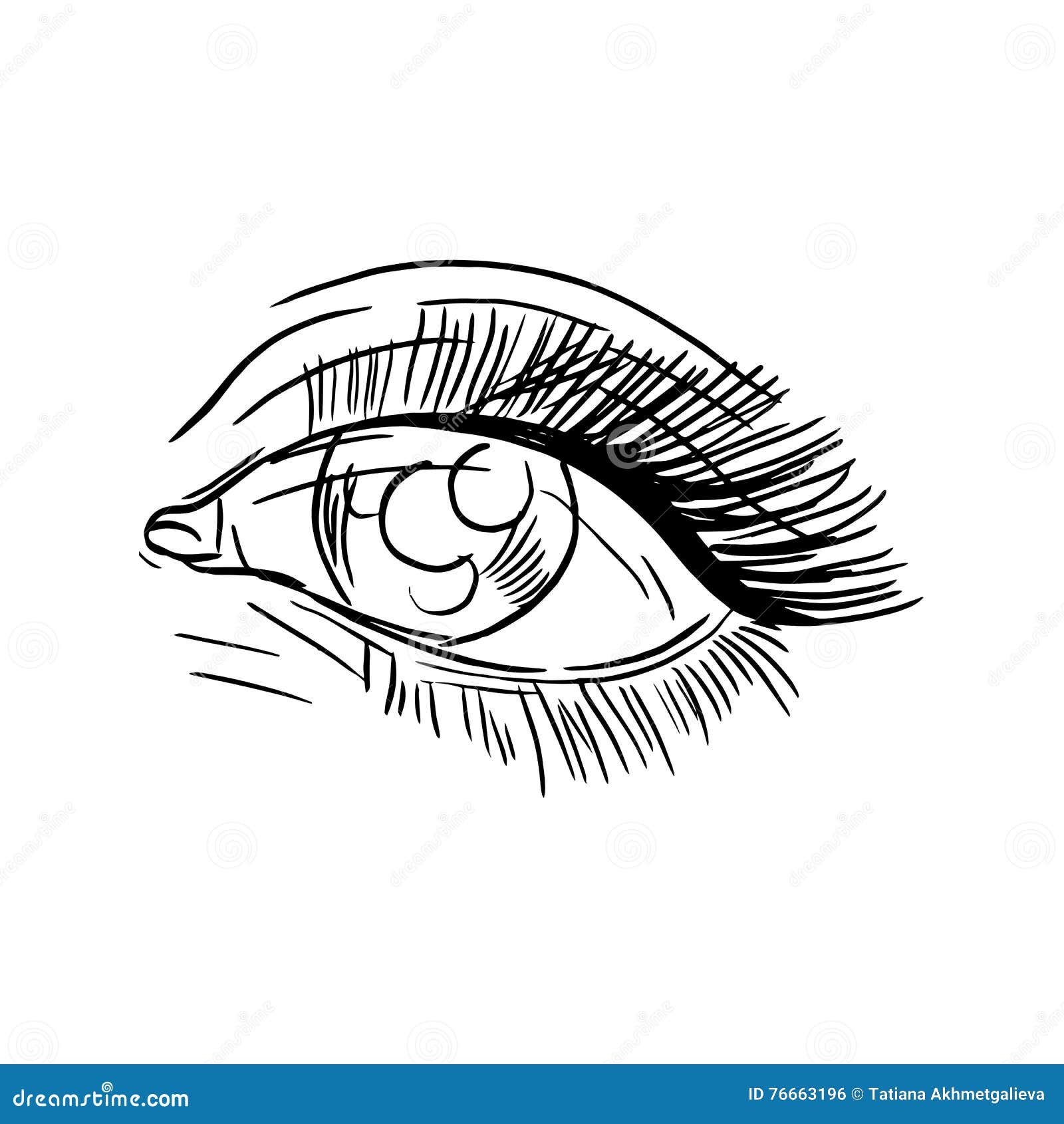 Black and White Fashion Illustration with Eye Stock Vector