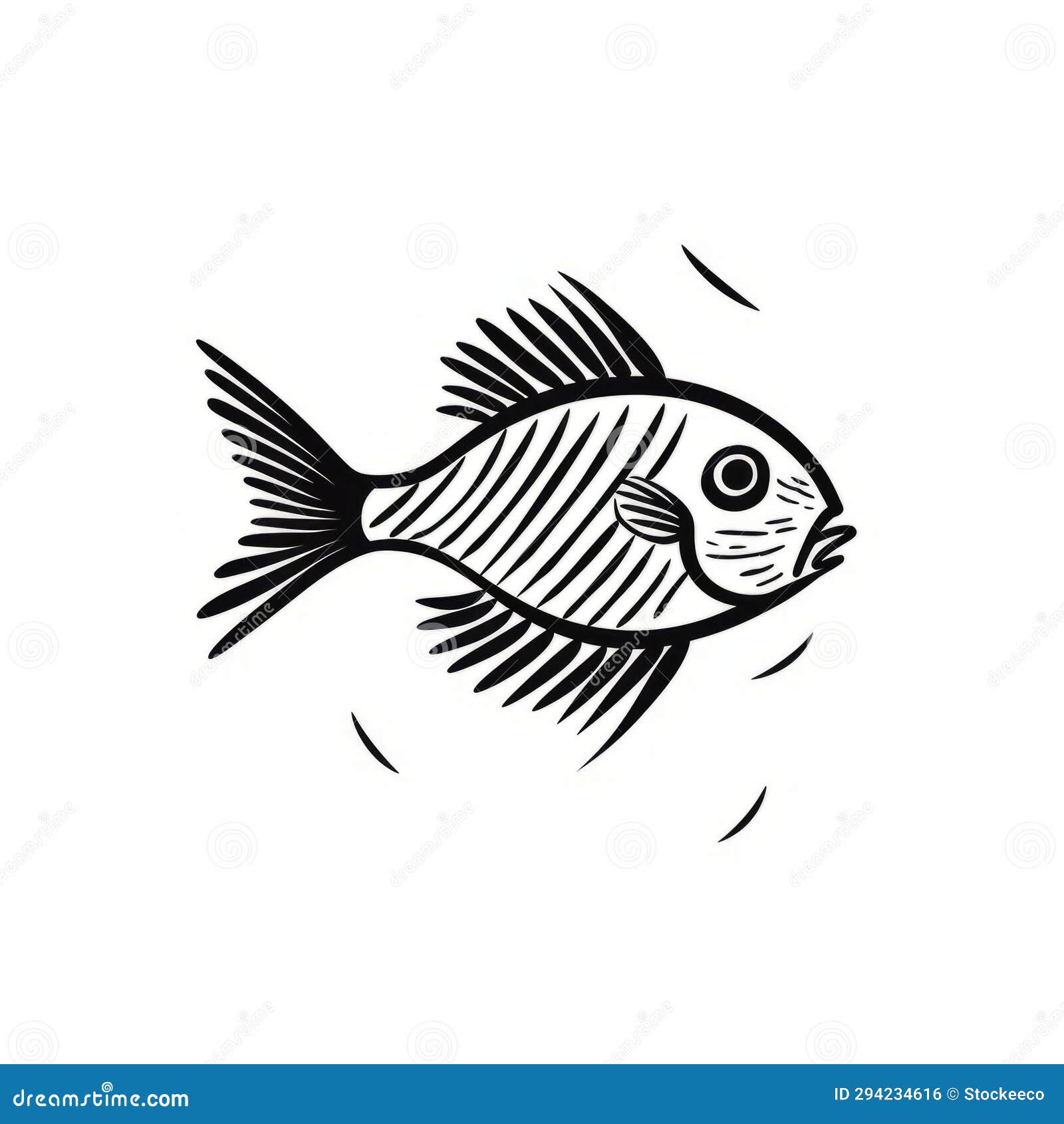 black and white fish icon  in justin gaffrey style