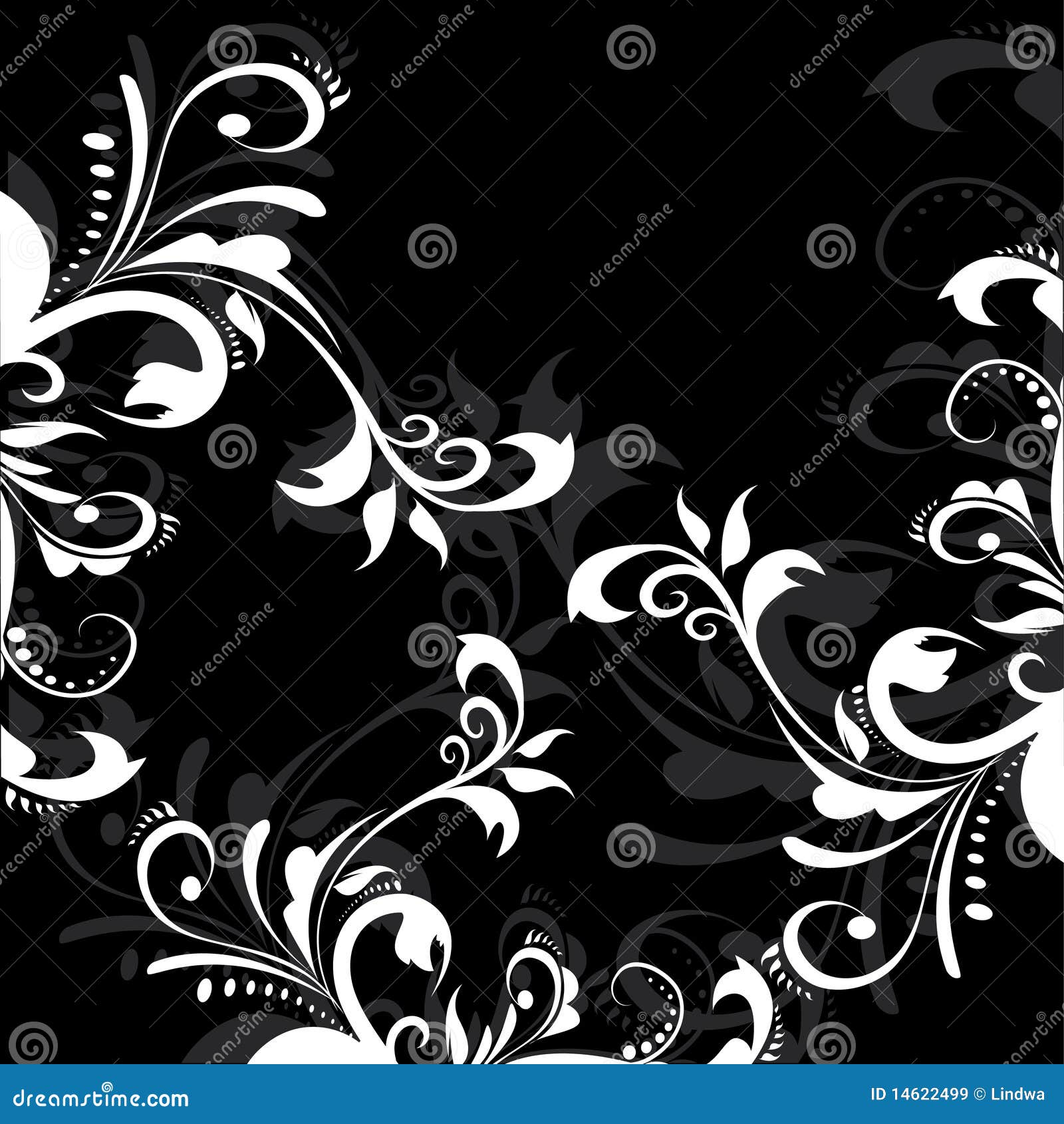 Black and White Floral Background Stock Vector - Illustration of leaf