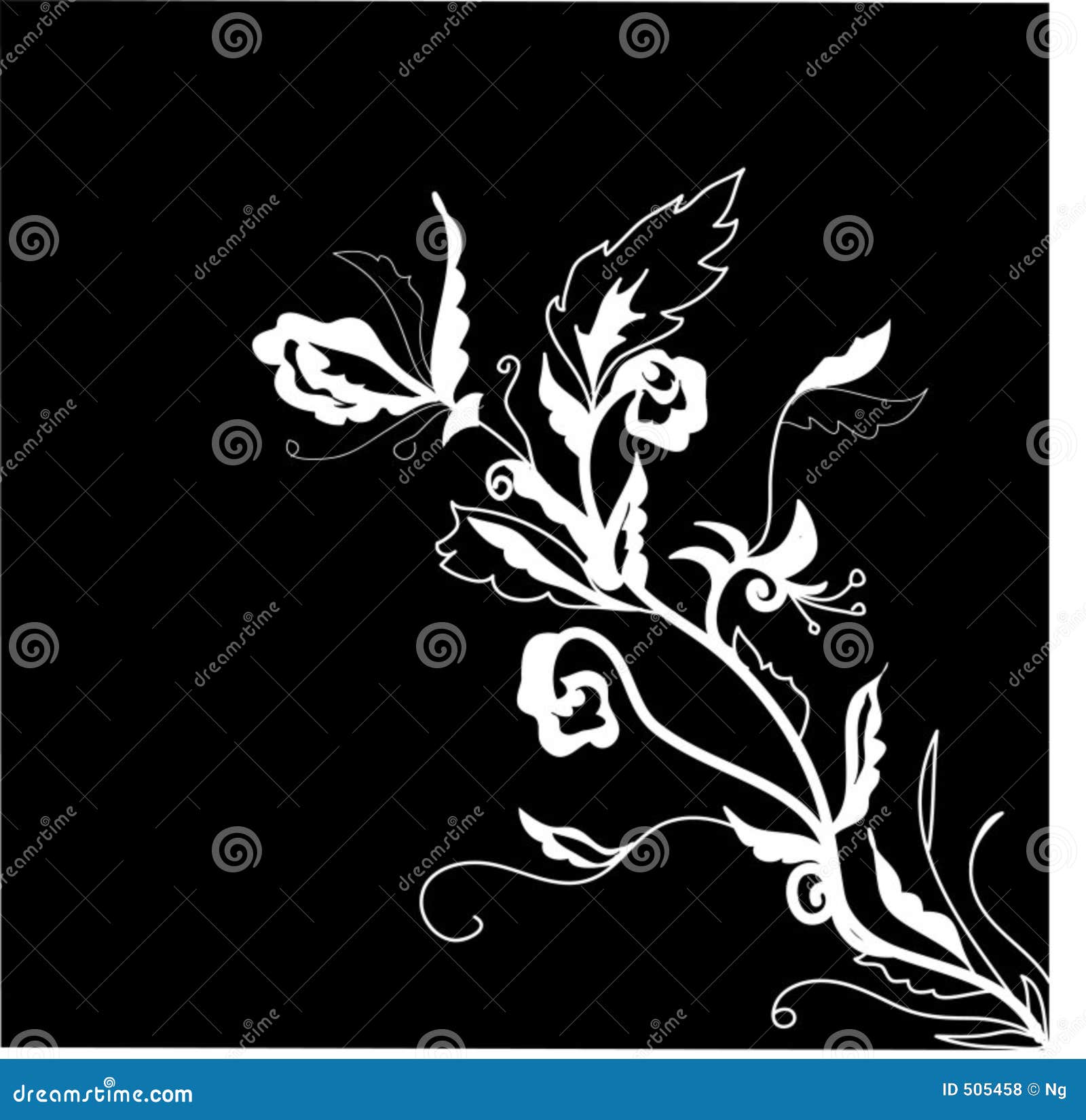 Black And White Floral Illustration Stock Illustration