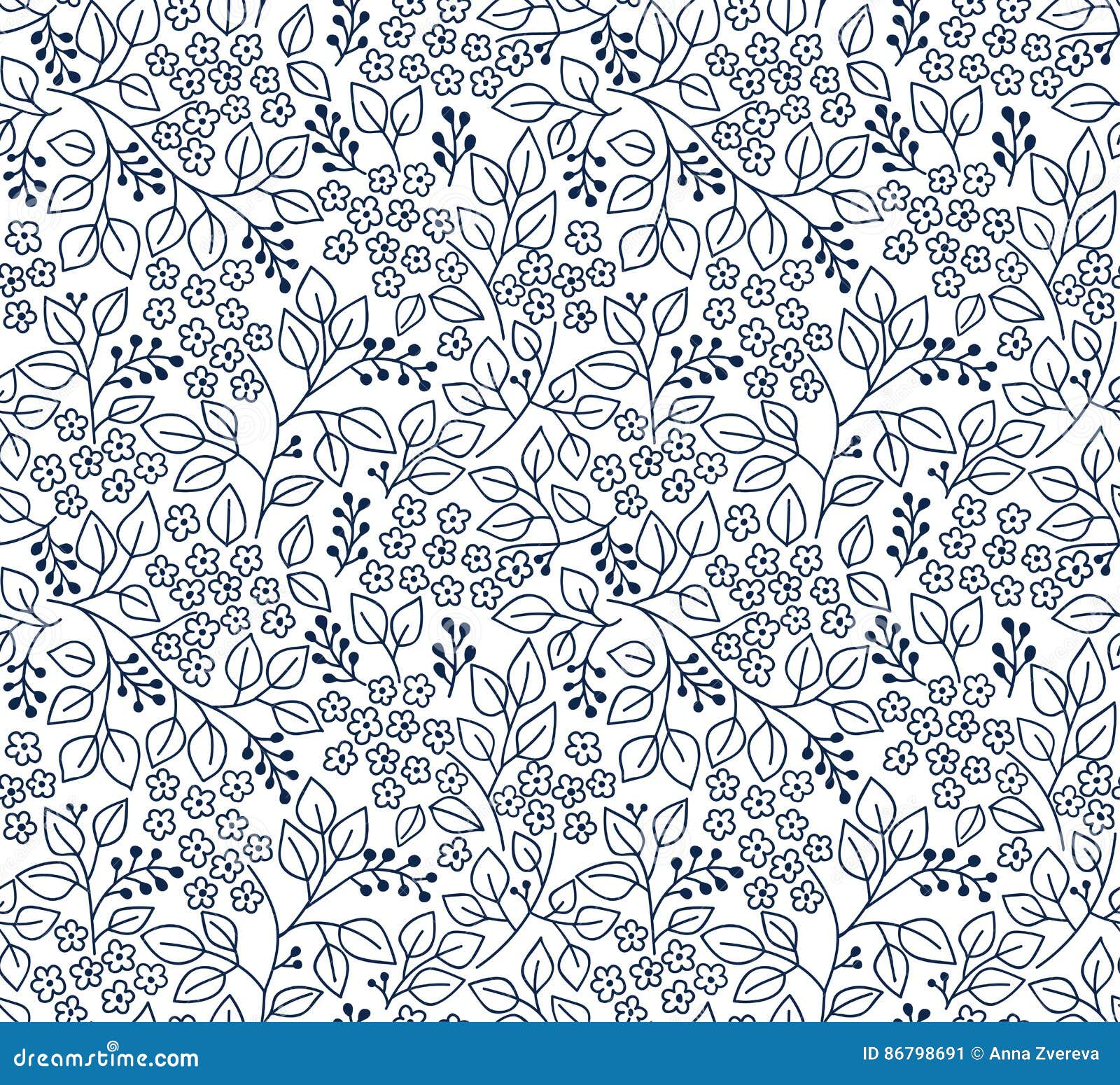 Black and White Floral Pattern. Stock Vector - Illustration of little