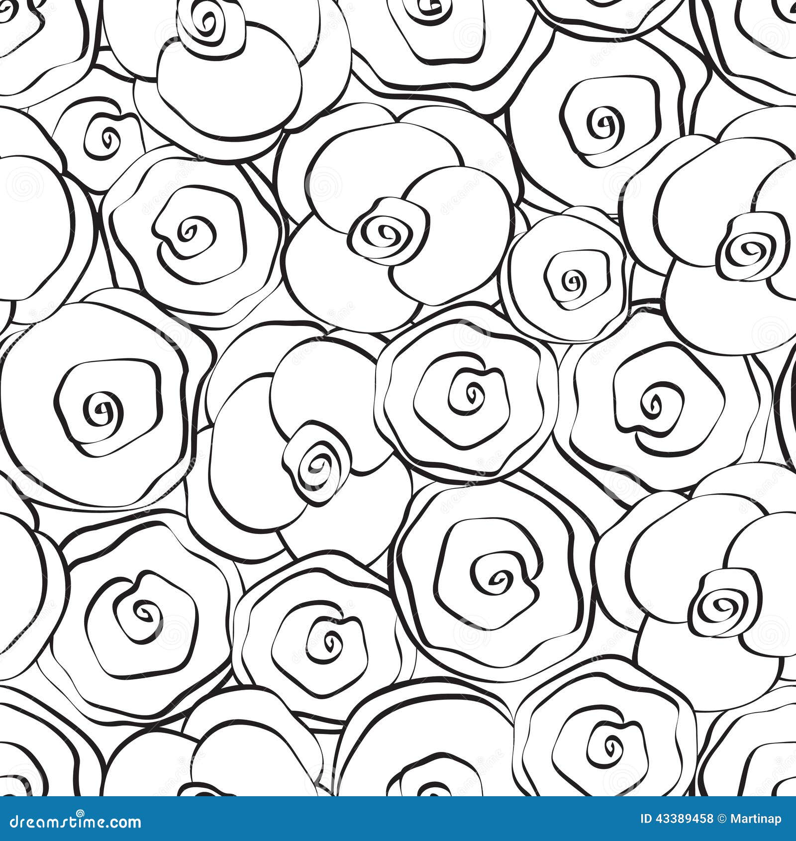 Black and White Floral Seamless Pattern Stock Vector - Illustration of ...
