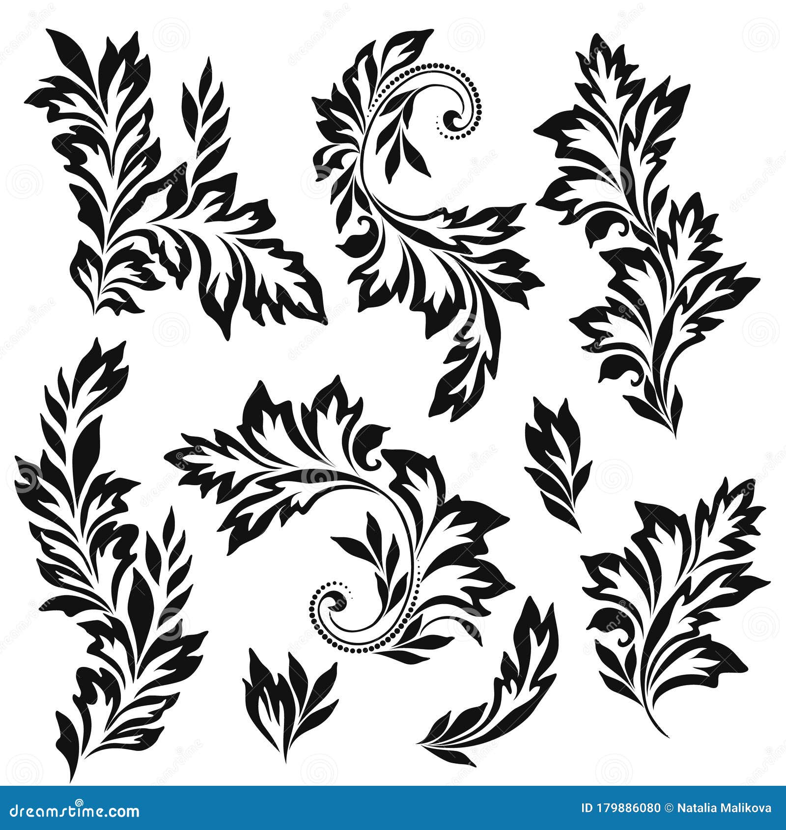 Black and White Floral Stencils Stock Vector - Illustration of