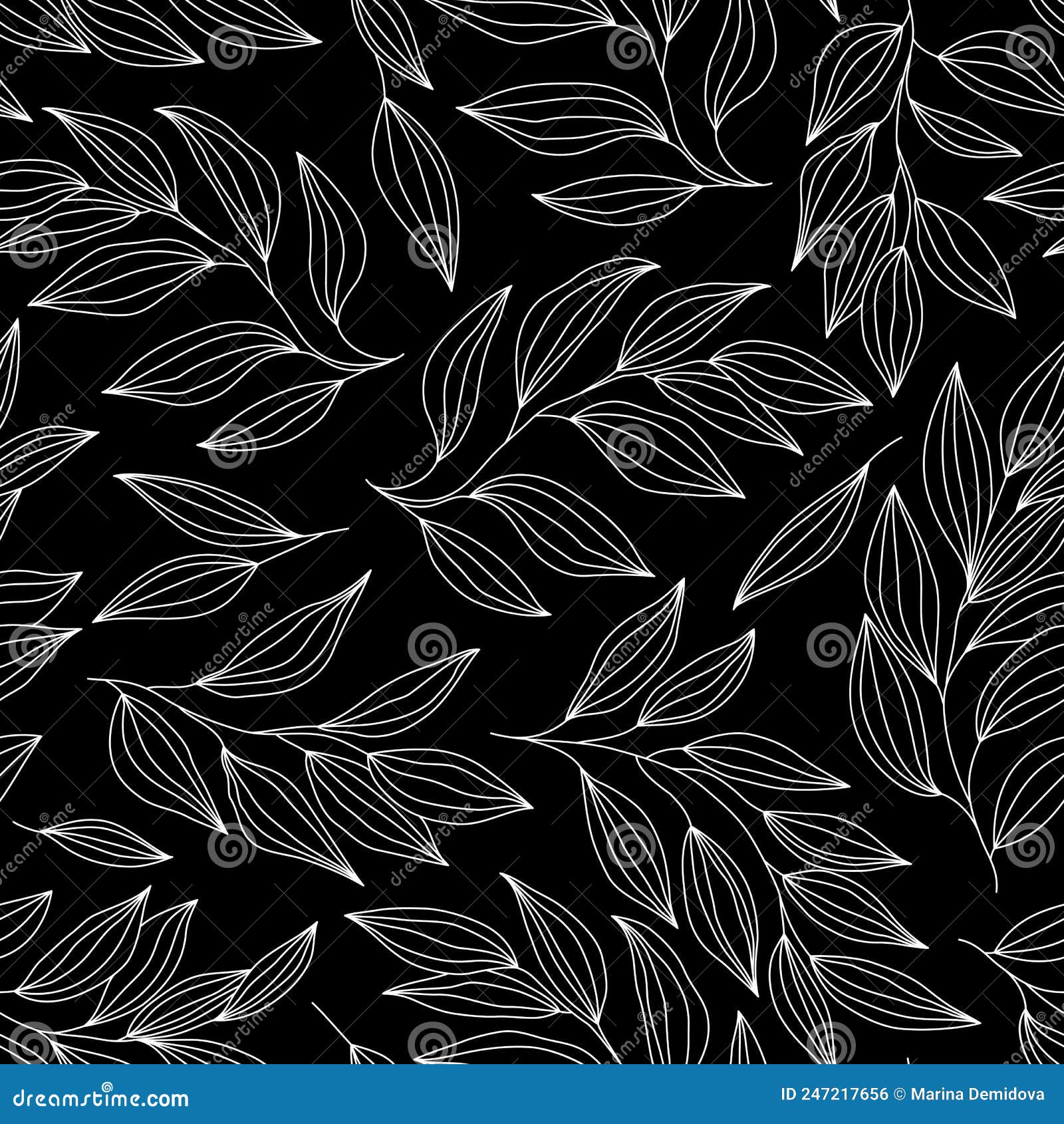 Black and White Leaf Pattern Stock Illustration Illustration of