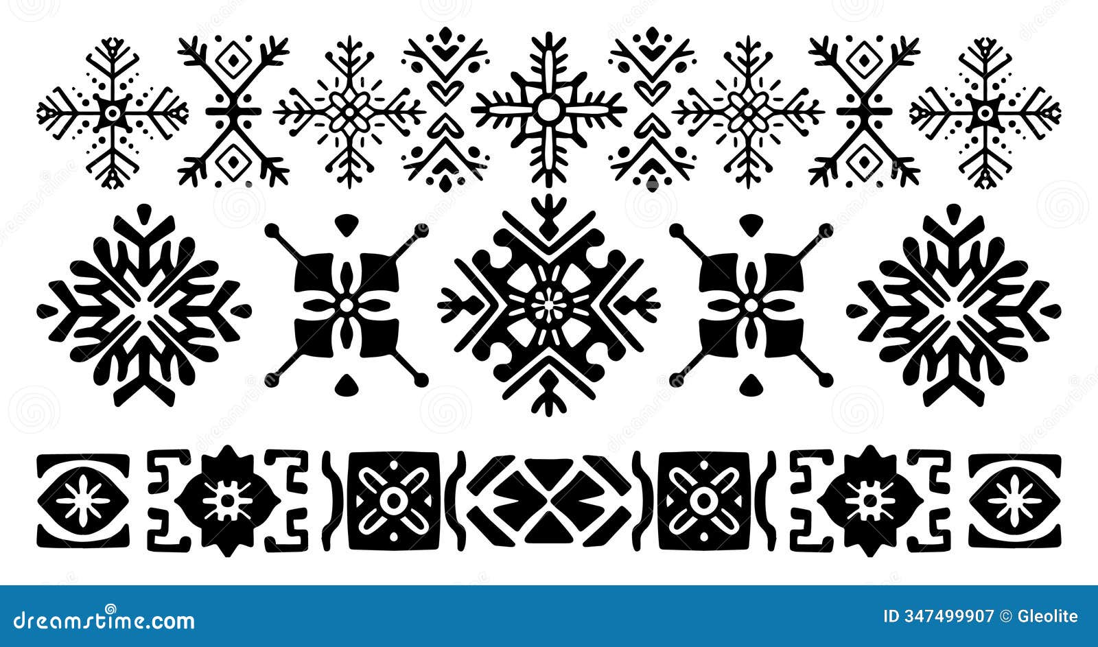 black-and-white folk borders  collection inspired by nordic and scandinavian 