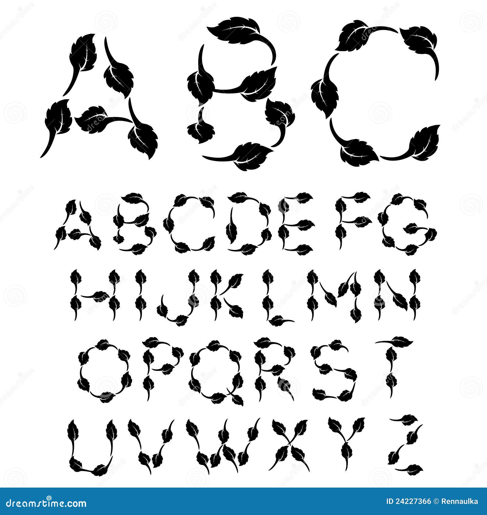 Black and White Font Alphabet Stock Vector Illustration of contour