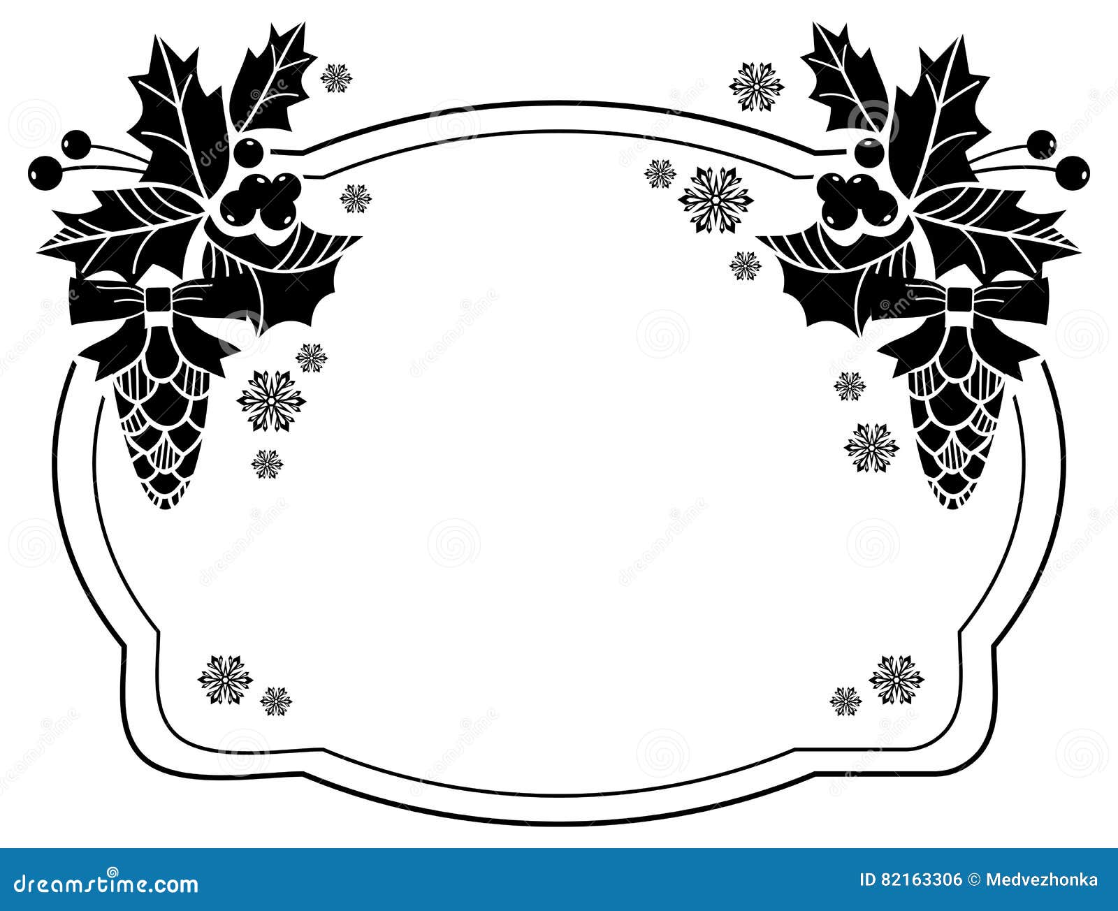 Black and White Frame with Pine Cones Silhouettes. Copy Space Stock ...