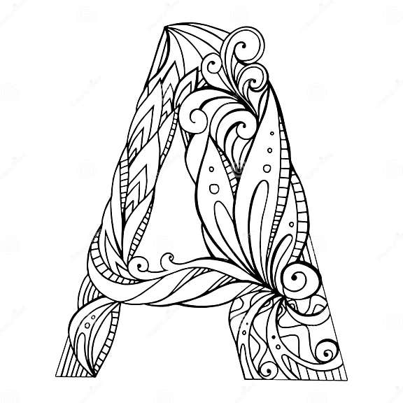 Black and White Freehand Drawing Capital Letter a Stock Vector ...