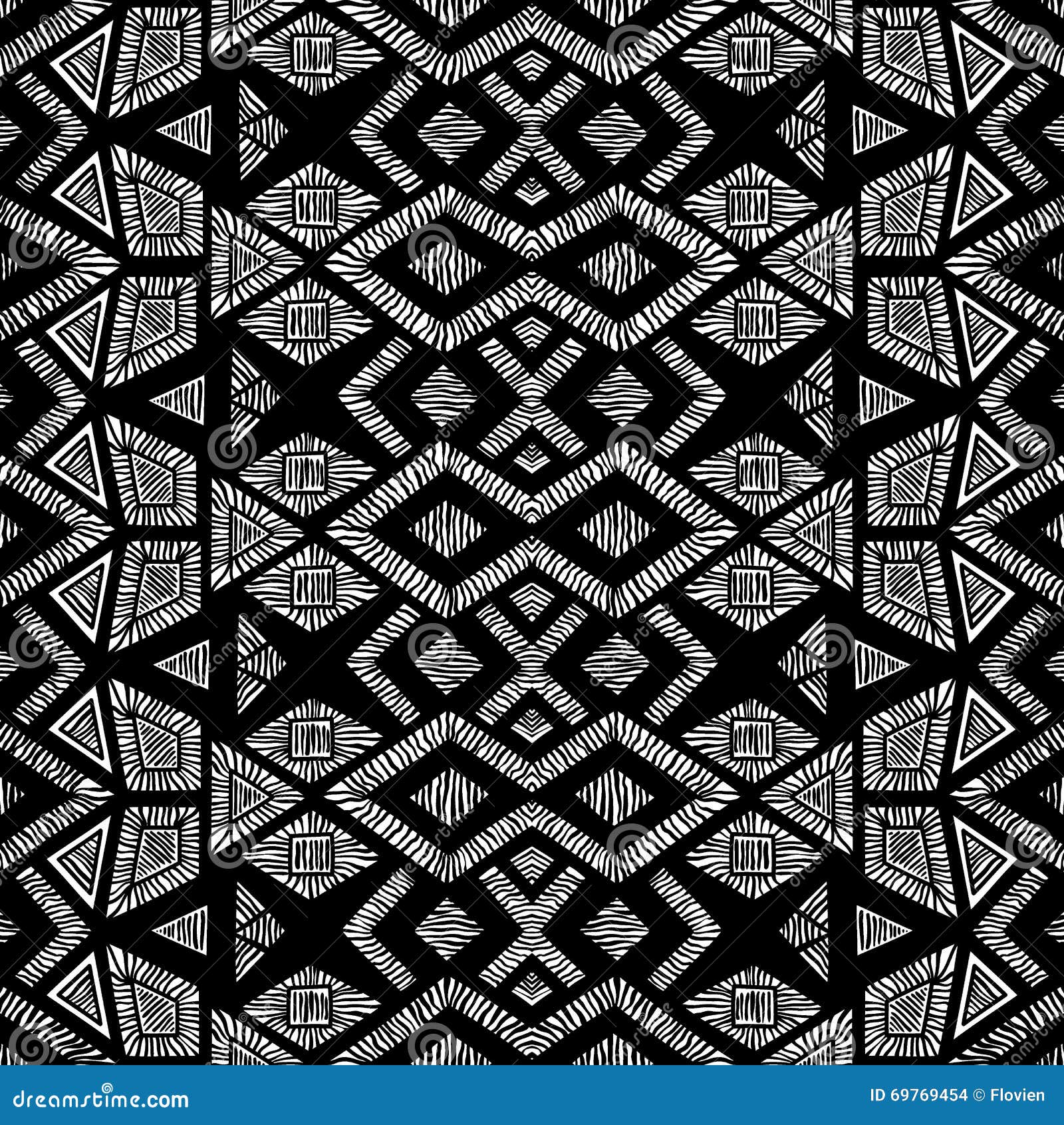 Black and White Geometric Pattern. Seamless Background Stock Vector