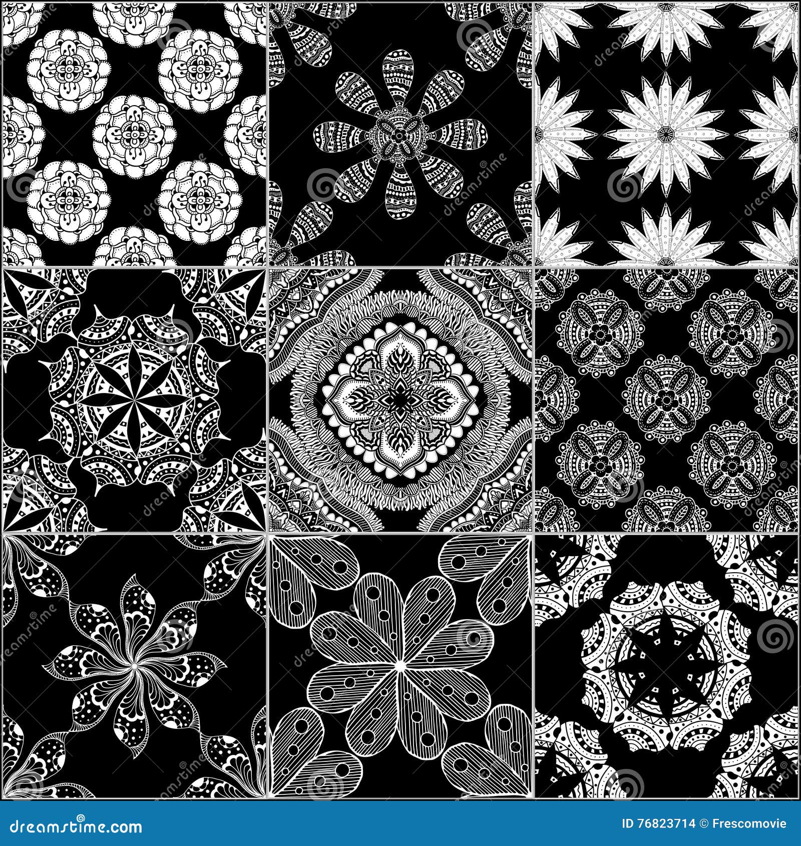Black and White Geometric Tiles Stock Vector Illustration of