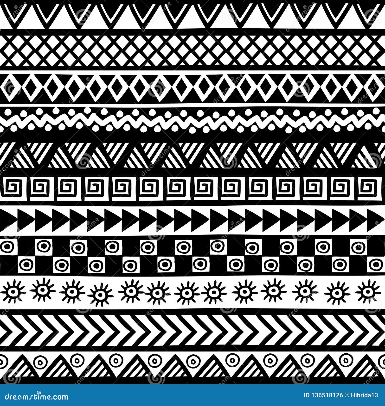 Black and White Geometrical Tribal Motifs Stock Vector - Illustration ...