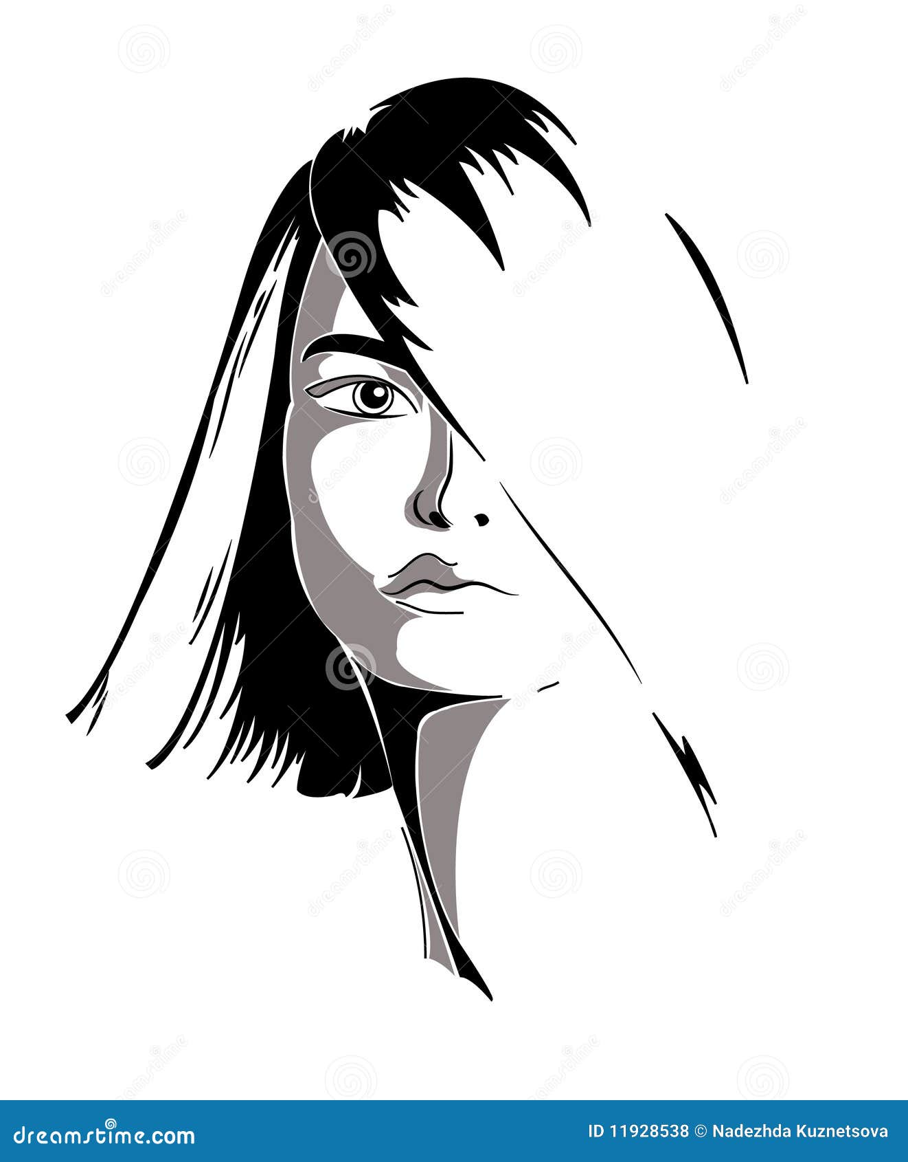 Black and white girl stock vector. Illustration of graphic 11928538