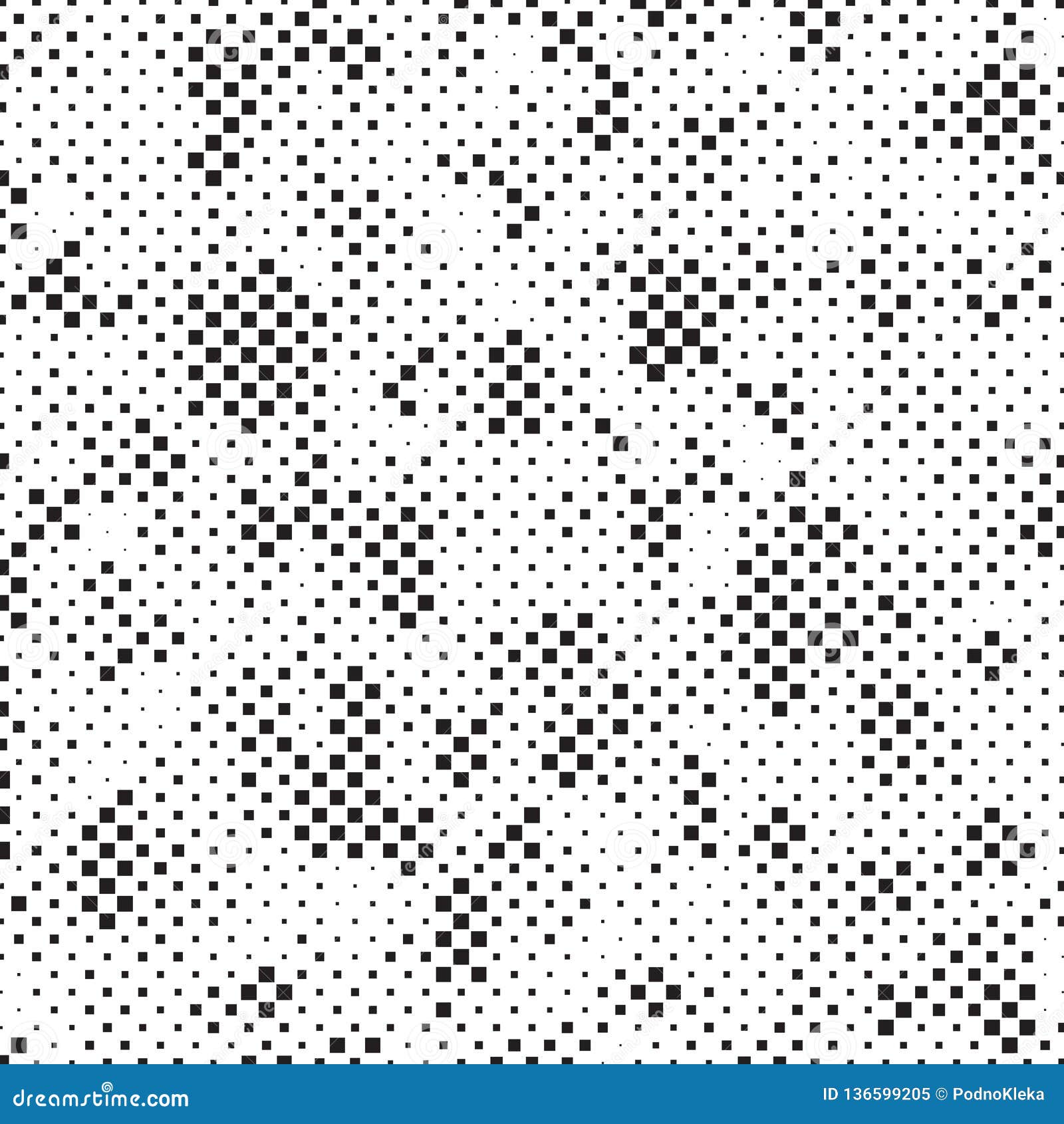 Retro Black and White Halftone Square Dots Mess Concept Background