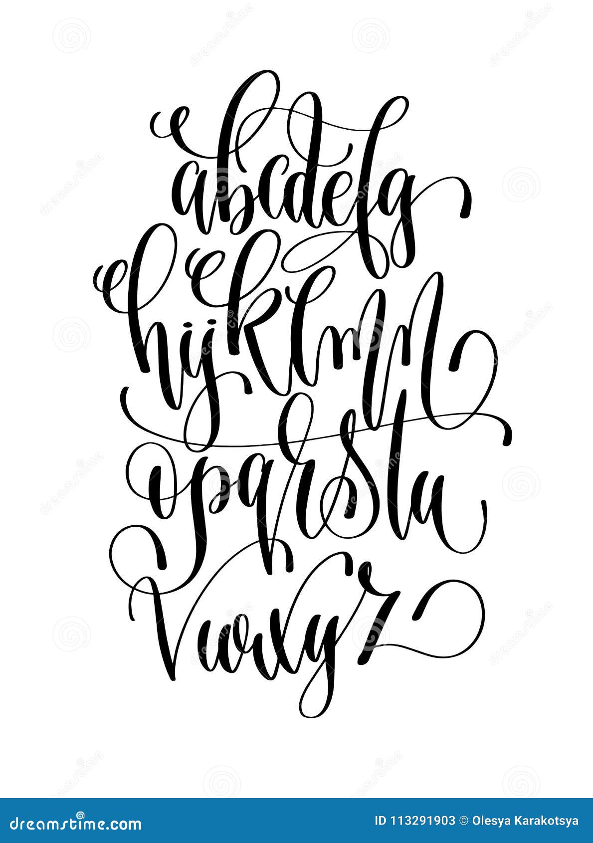 Black and White Hand Lettering Alphabet Design Stock Vector ...