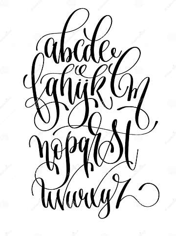 Black and White Hand Lettering Alphabet Design, Handwritten Brush ...