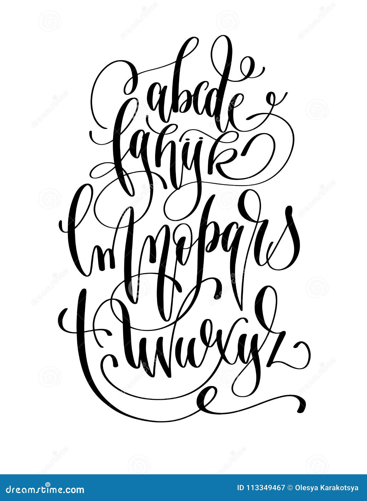 Black and White Hand Lettering Alphabet Design, Handwritten Brush ...