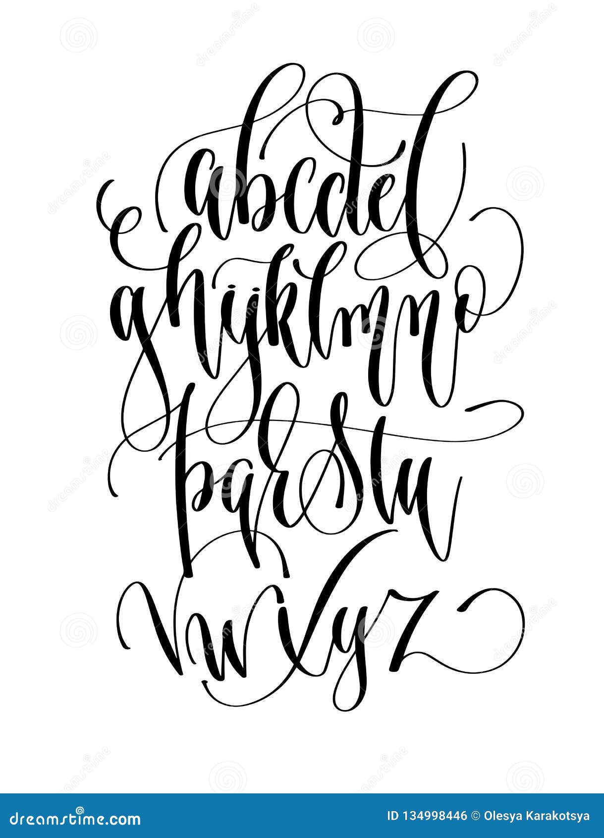 Black and White Hand Lettering Alphabet Design, Handwritten Brush ...