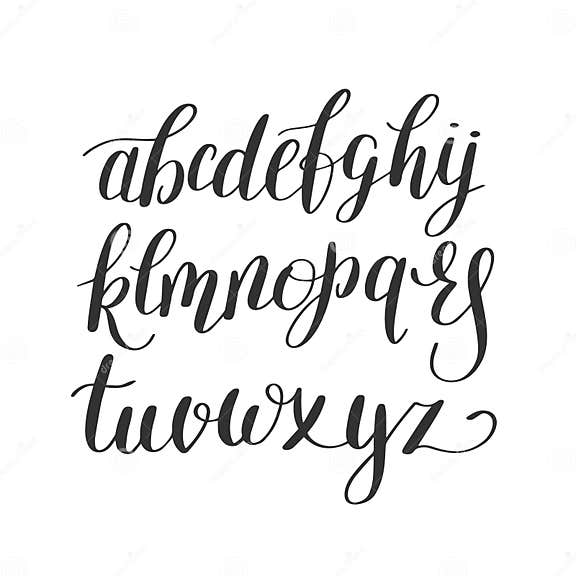 Black and White Hand Lettering Alphabet Design, Handwritten Brush ...