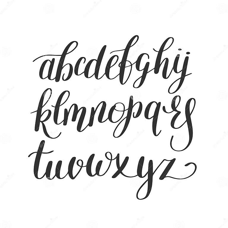 Black and White Hand Lettering Alphabet Design, Handwritten Brush ...