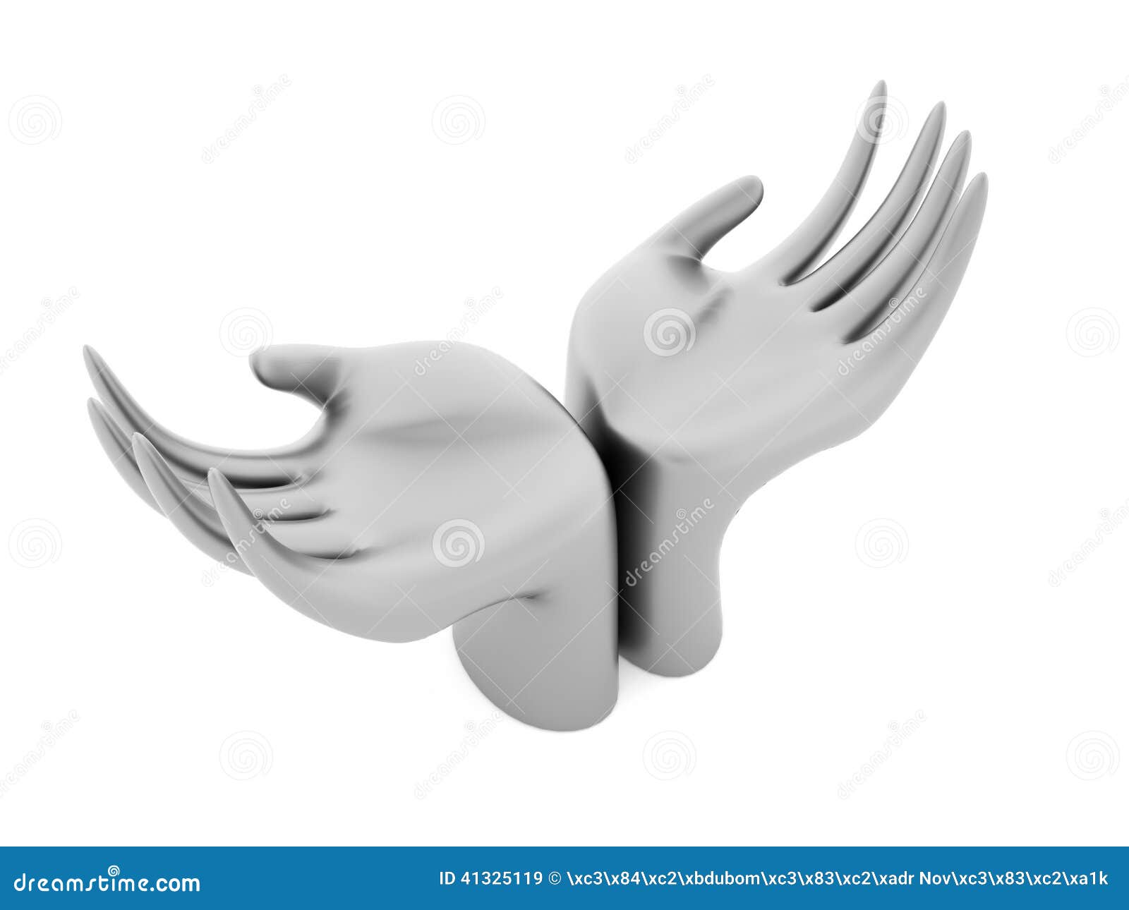 Black And White Hands Rendered Isolated Stock Illustration