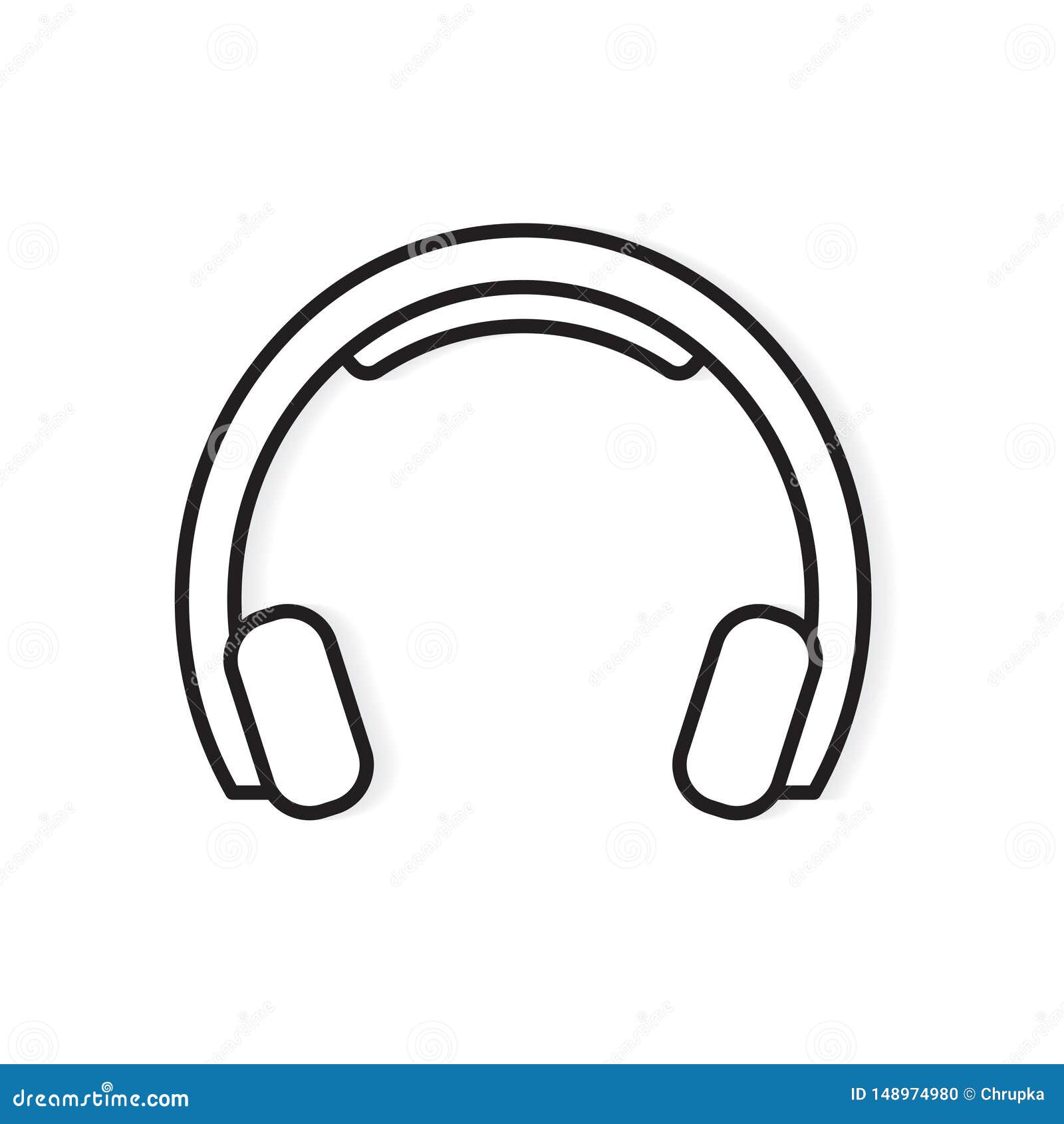Black and White Headphones Icon Stock Vector Illustration of headset