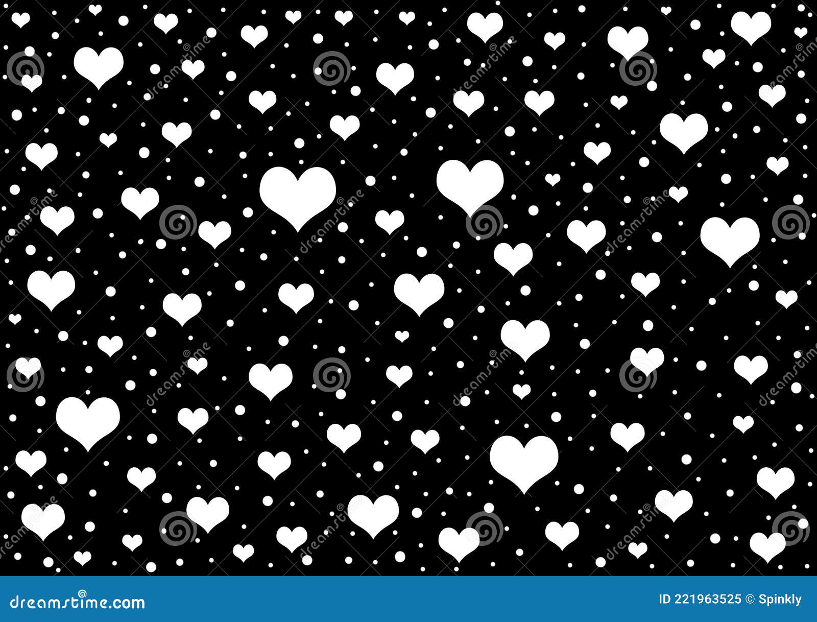 Black and White Hearts and Dots Pattern Design for Wallpaper Stock Illustration Illustration