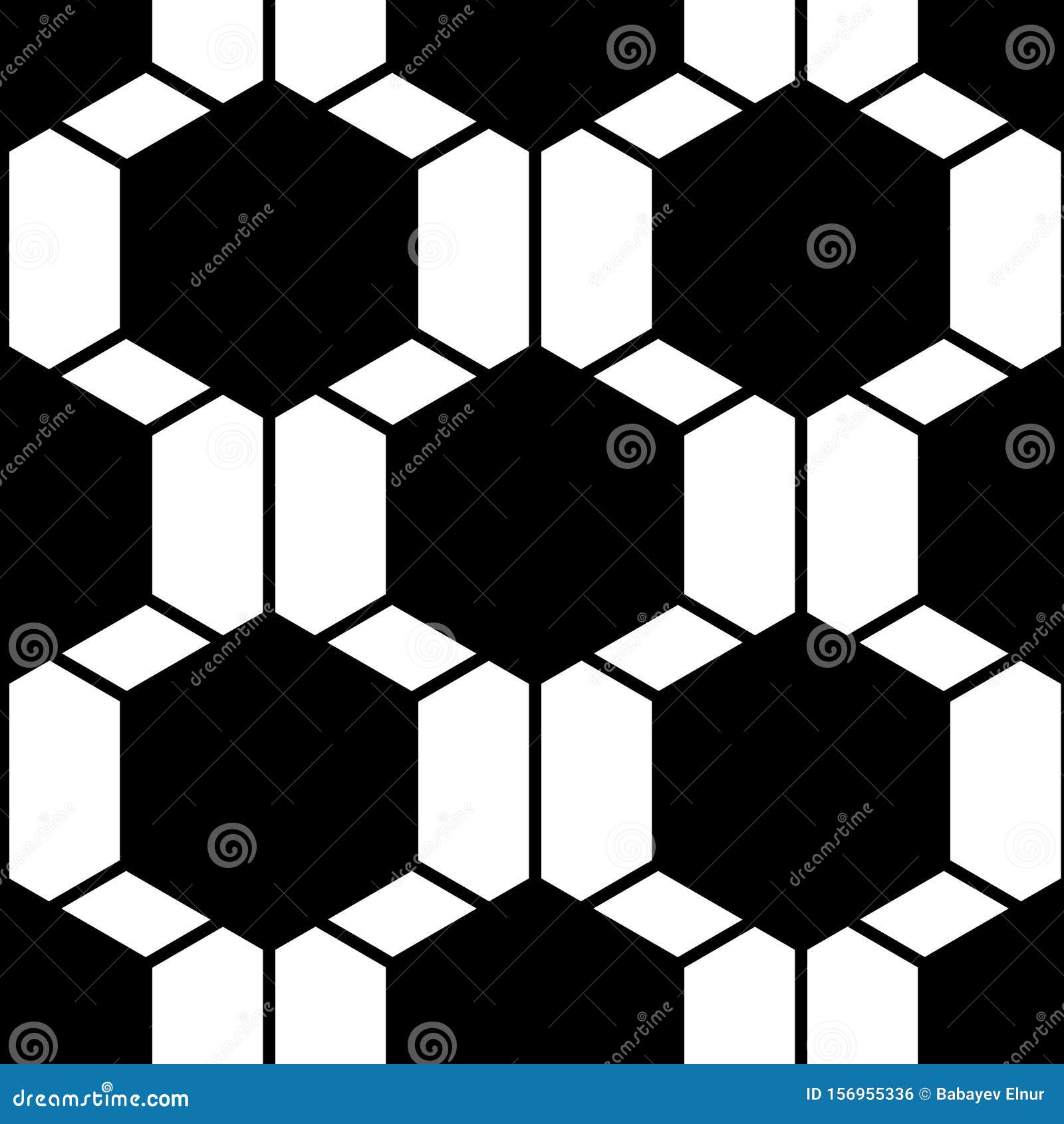 Black and White Hexagon Soccer Ball Seamless Pattern, Vector Stock
