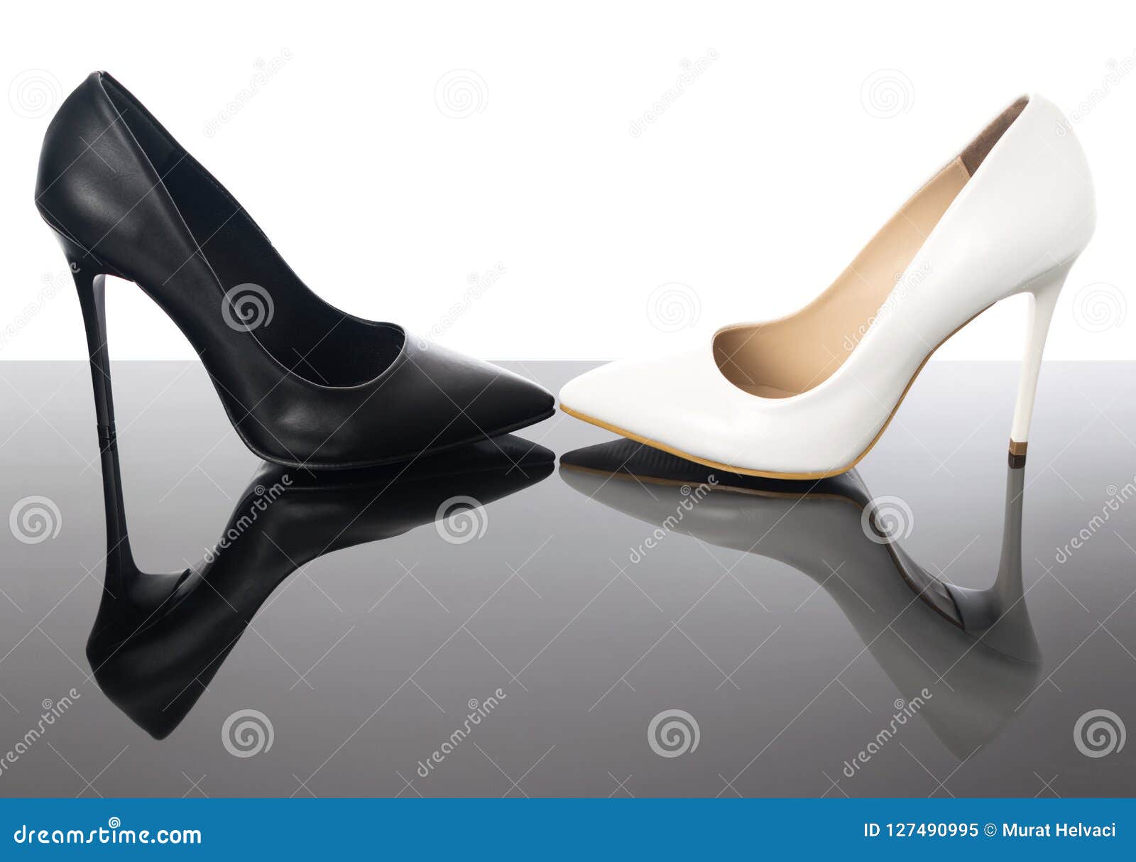 black and white stiletto shoes