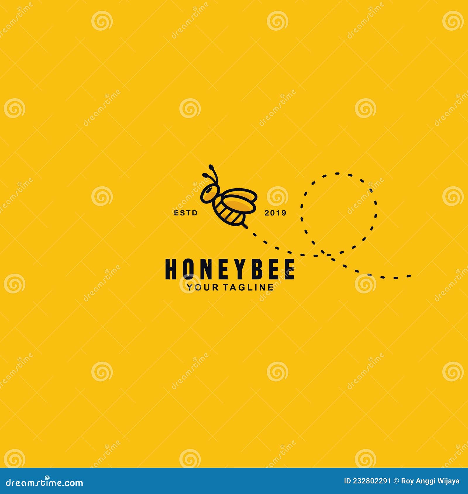 Cute Honey Bee Logo Design Template with Background and Shadow Stock Vector  - Illustration of graphic, farm: 232802291